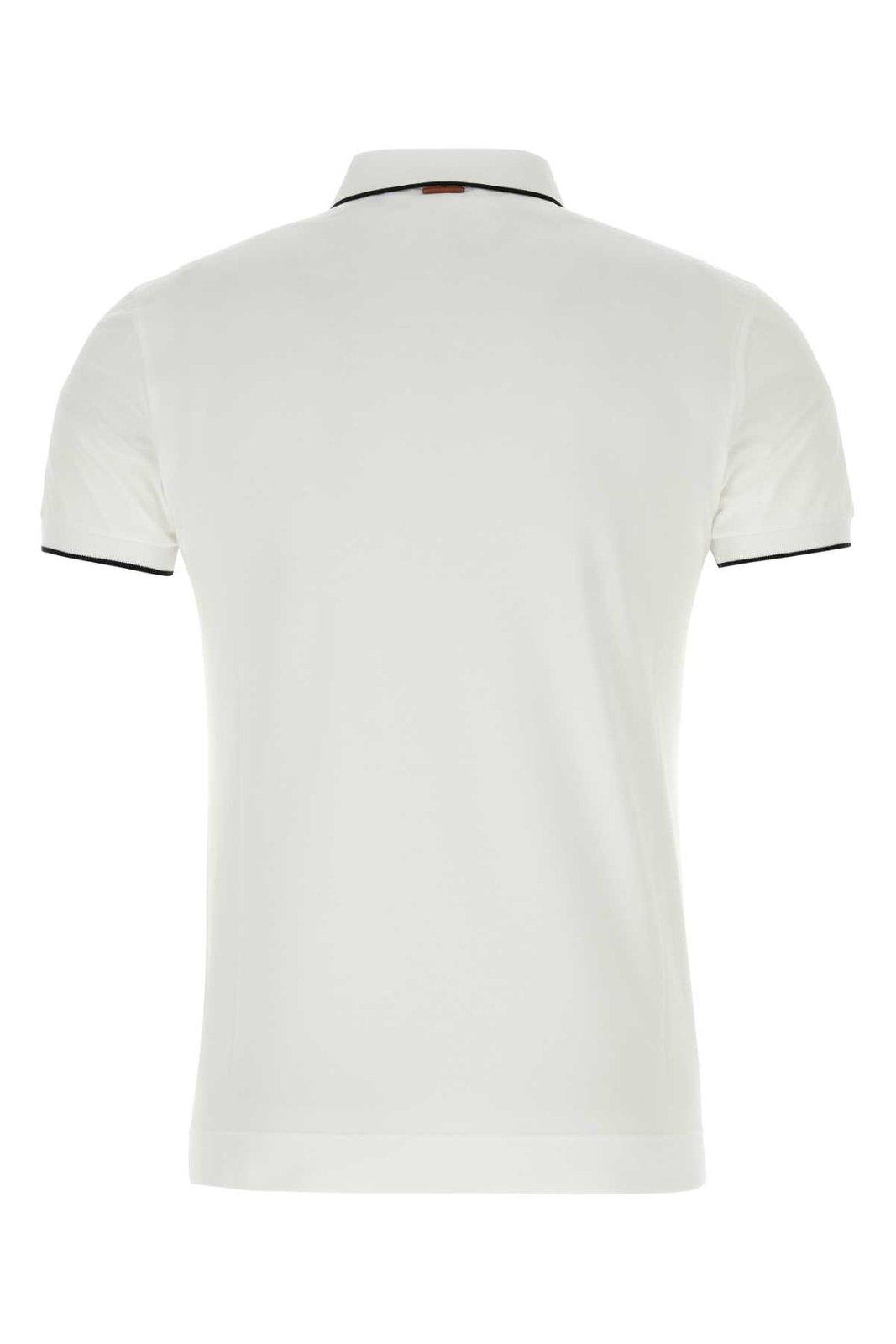 Shop Zegna Logo Detailed Polo Shirt In White