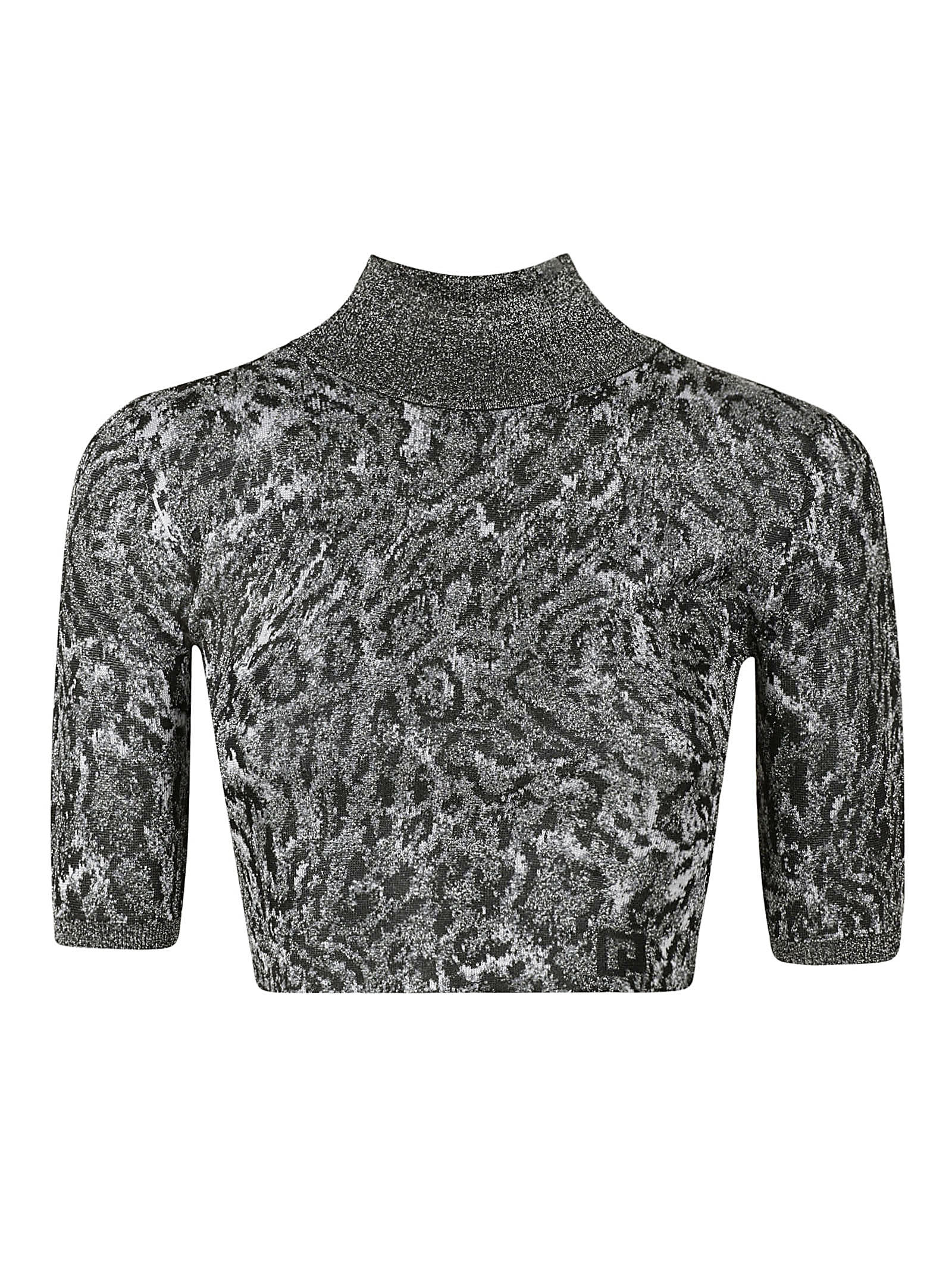 Paco Rabanne Animalier Turtleneck Cropped Top
