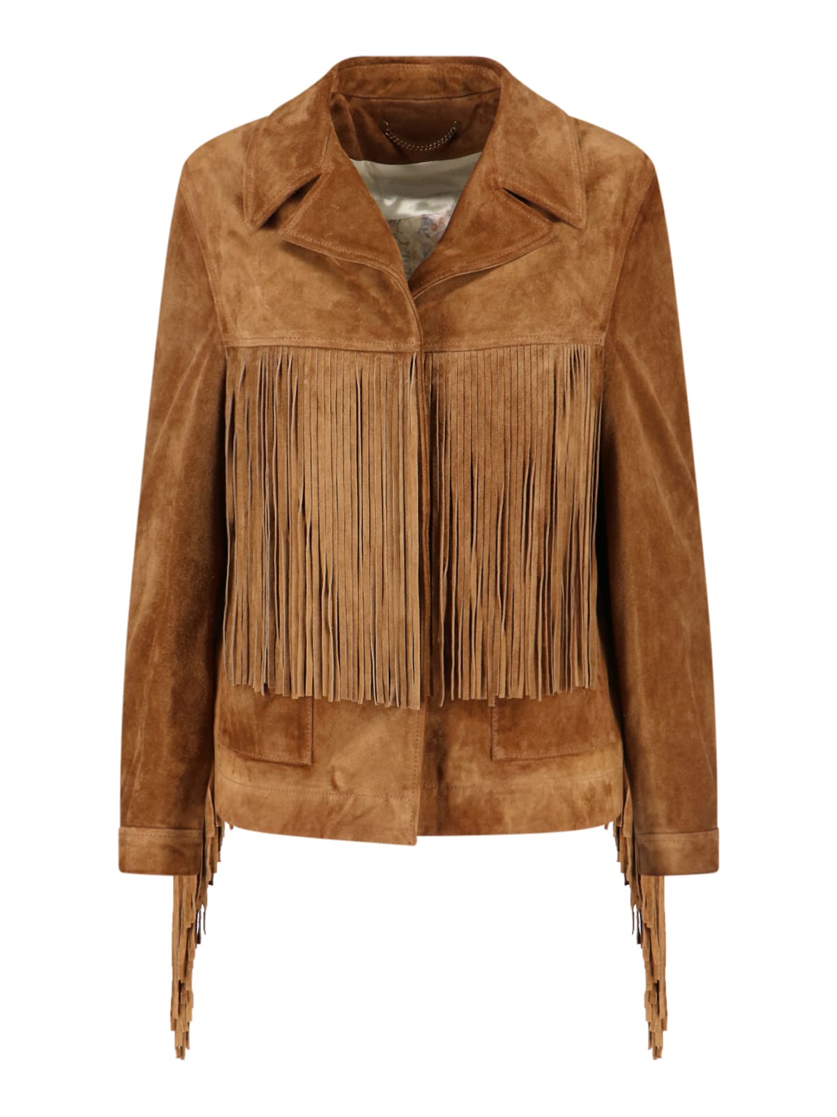 Golden Goose Tobacco Suede Fringe Jacket In Brown