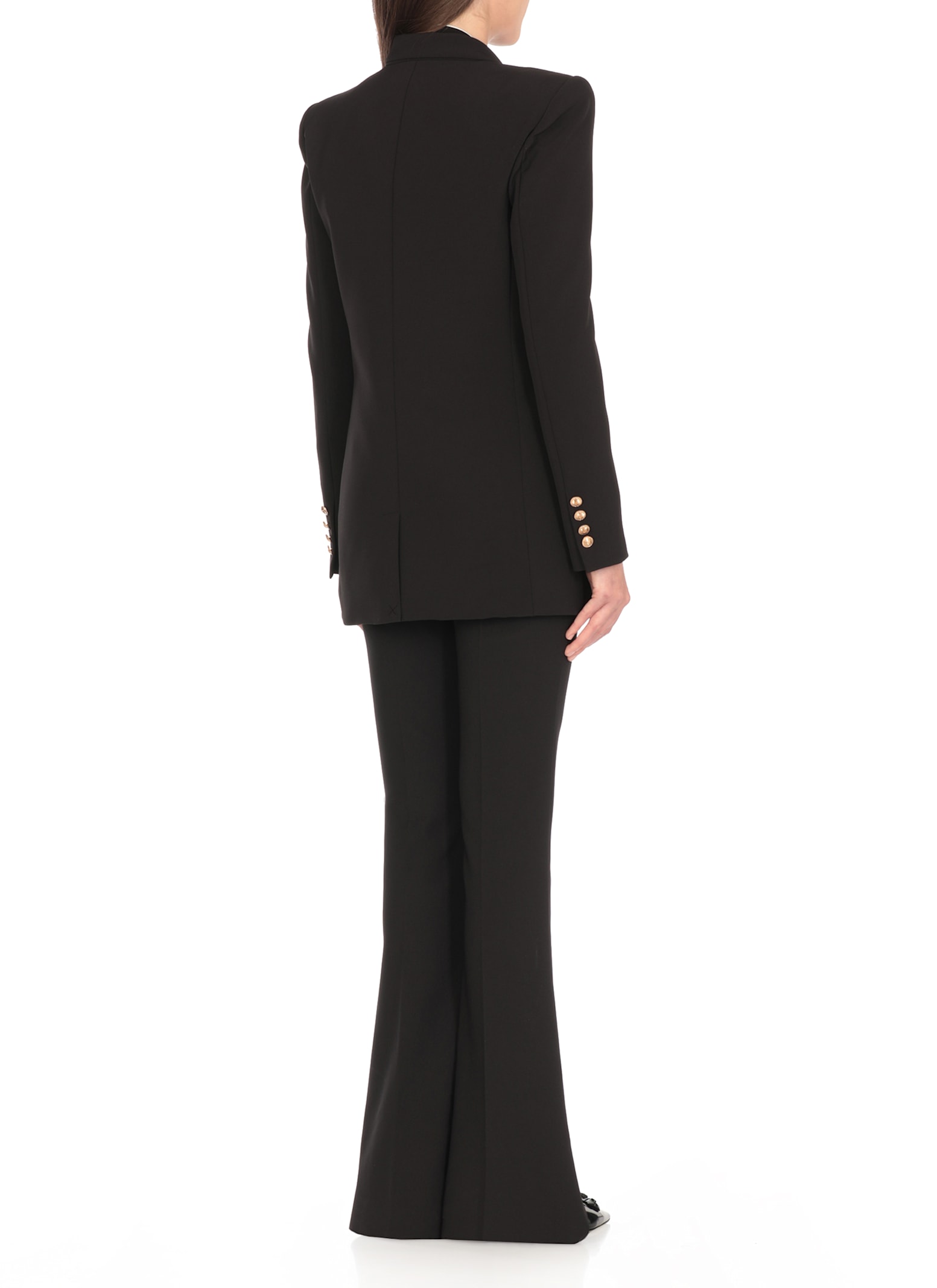 Elisabetta Franchi Crepe Double Breasted Blazer In Black