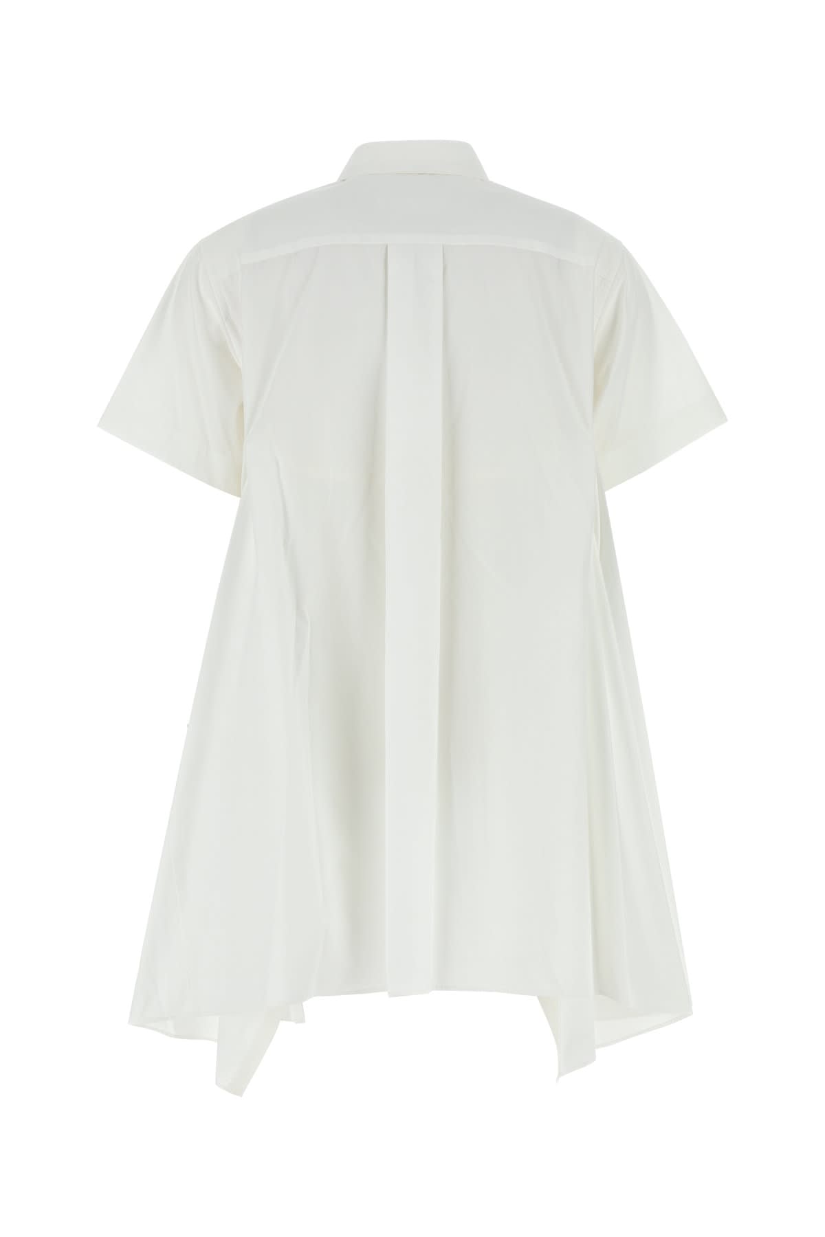 Shop Sacai Cotton Poplin Dress In Offwhite