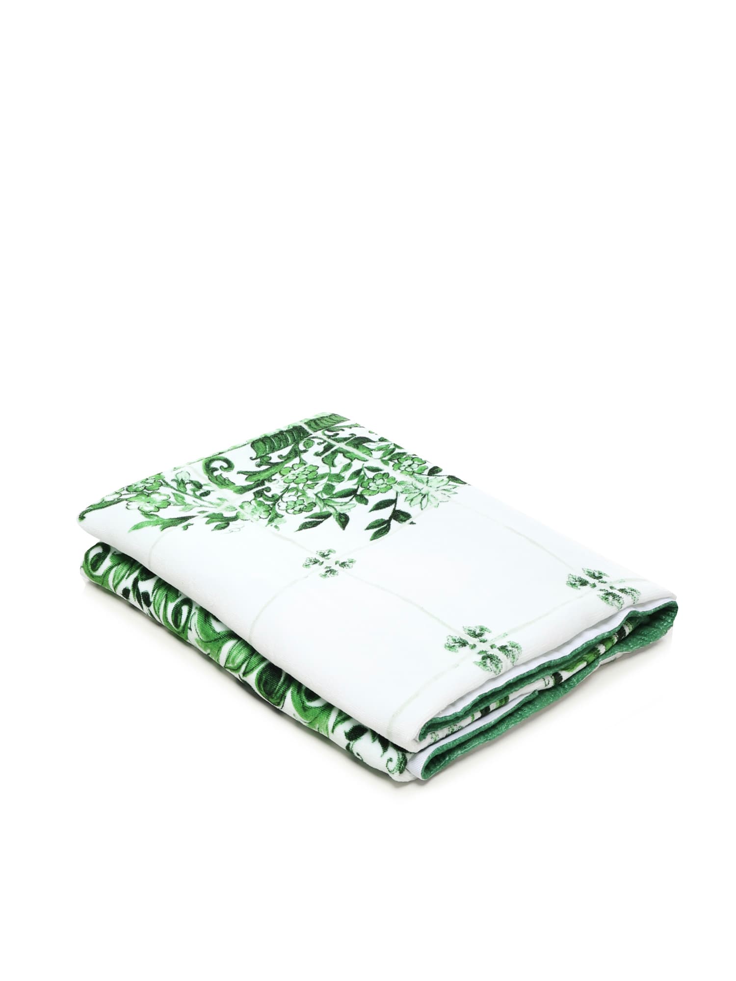 Dolce & Gabbana Majolica Print Beach Towel In Green