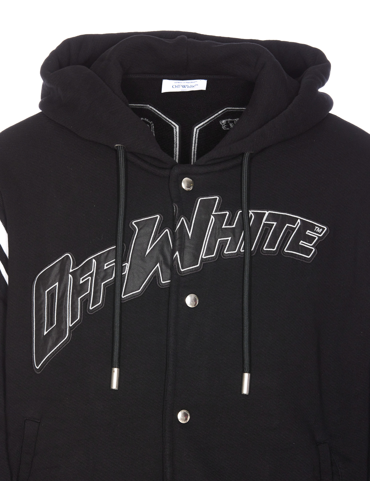 Off-white Black Varsity Sweatshirt With Press-stud Fastening And Bold Lettering In Black - Pearl B
