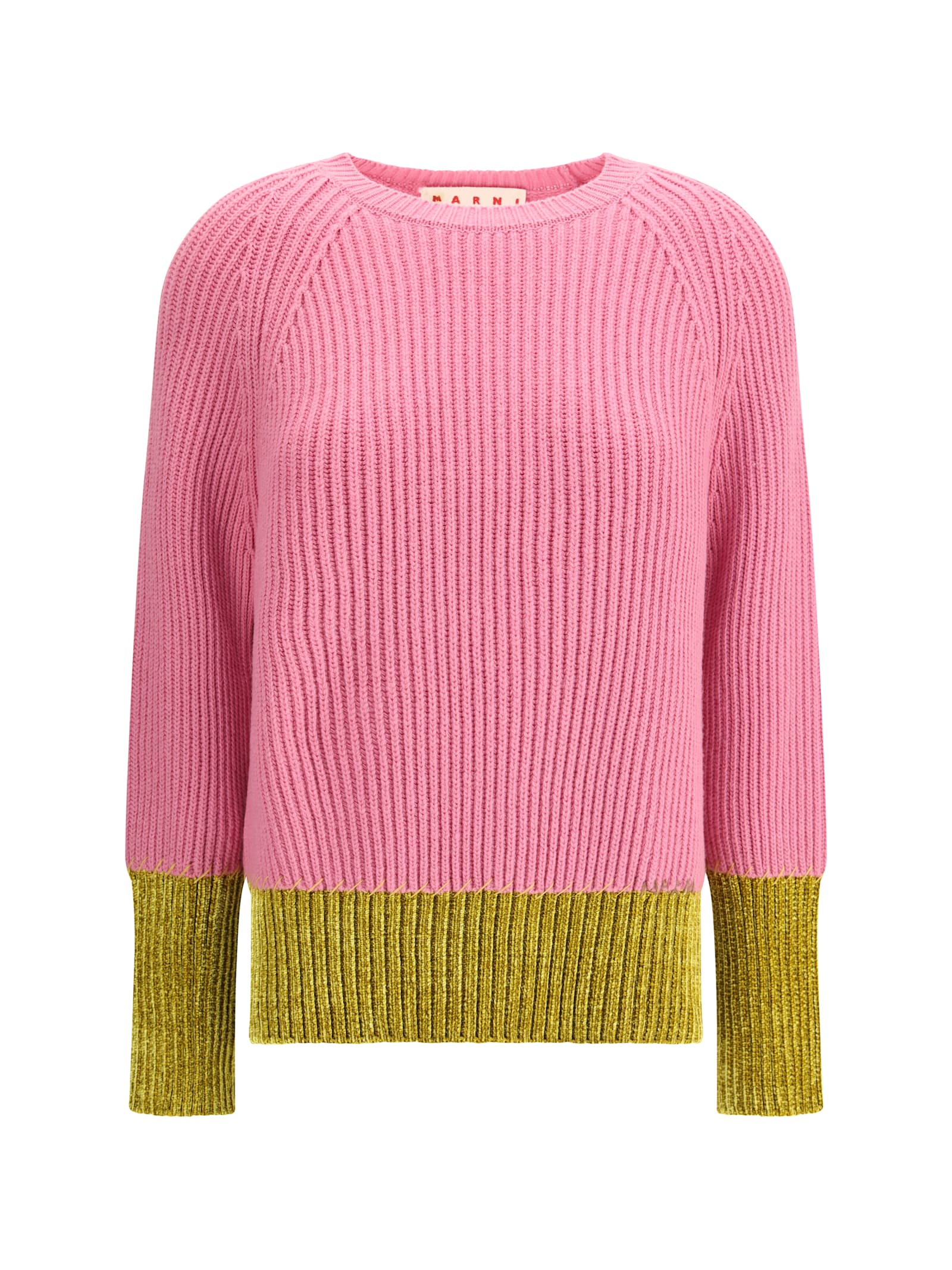 Marni Color Block Wool Sweater In Pink