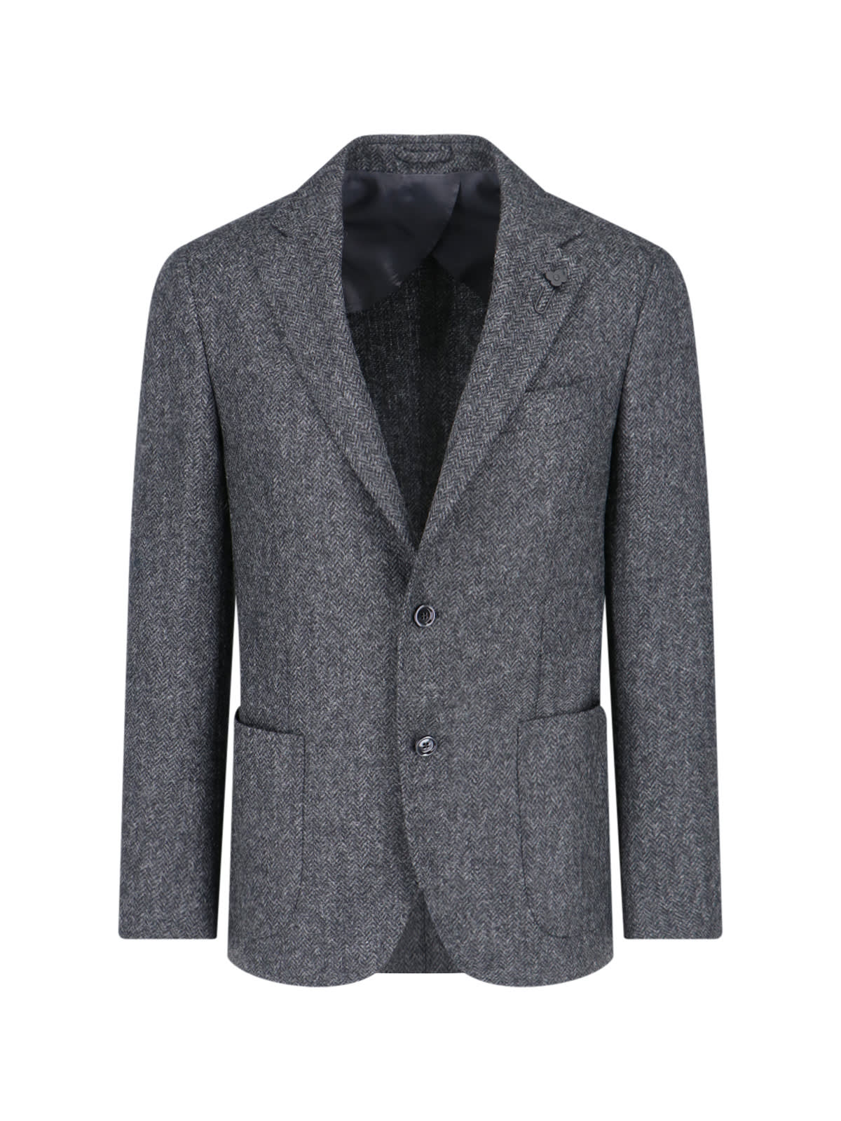 Shop Lardini Single-breasted Blazer In Gray