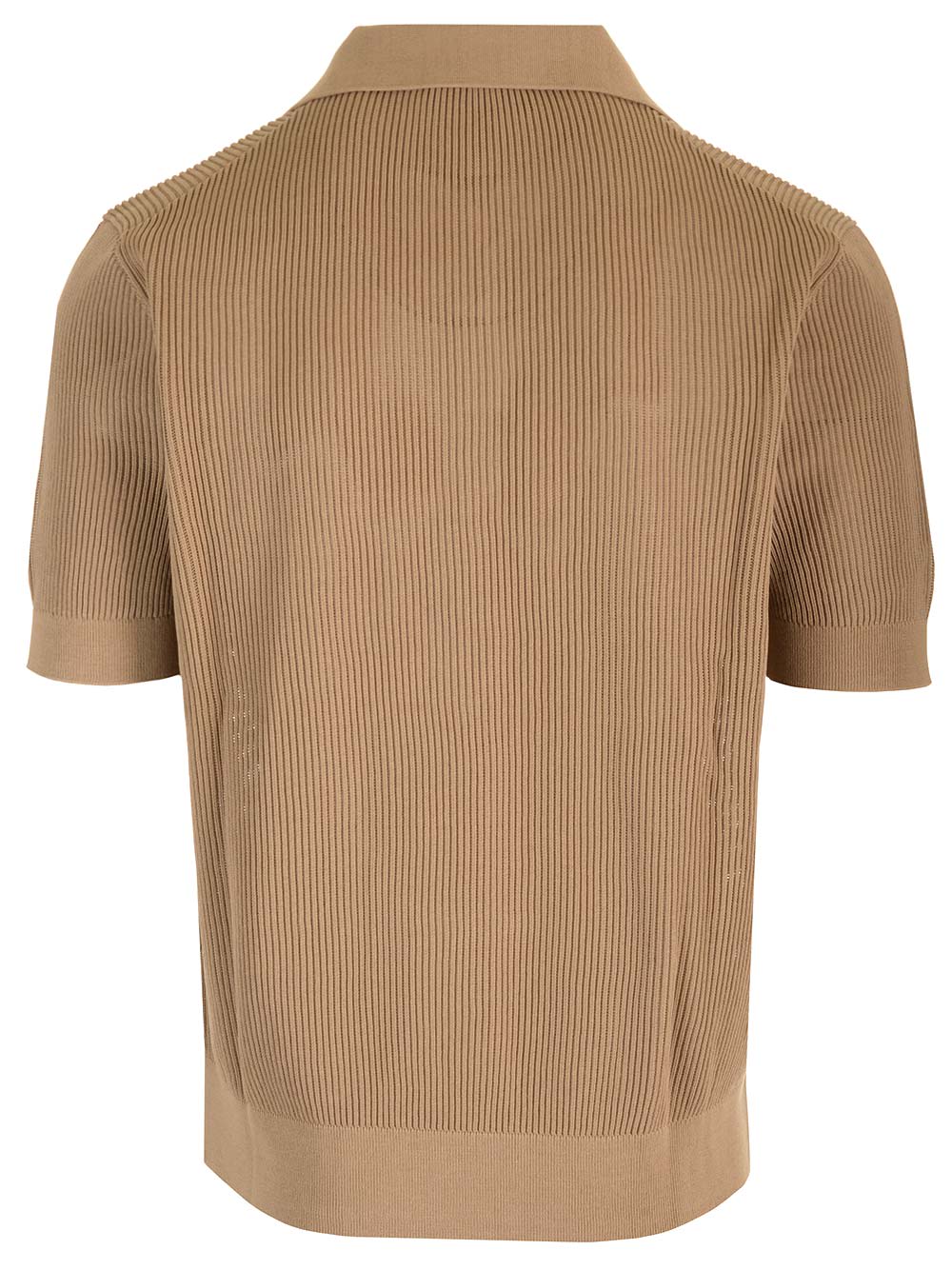 Shop Dolce & Gabbana Perforated Cotton Polo Shirt In Beige