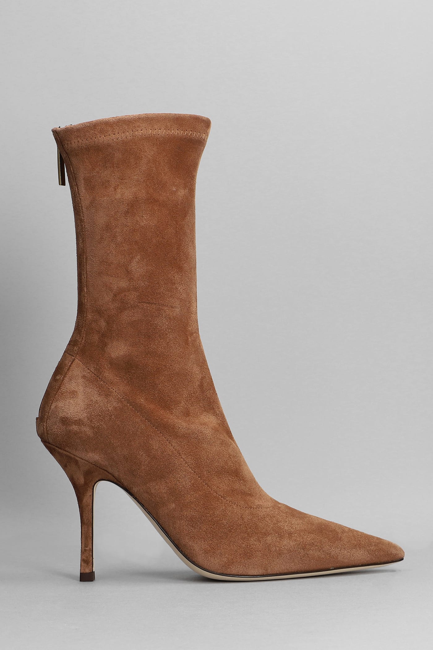 Paris Texas Mama High Heels Ankle Boots In Leather Color Suede