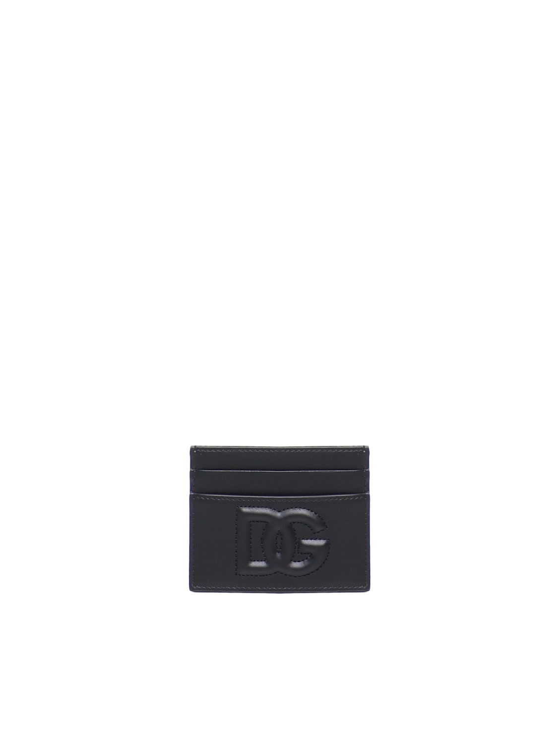 Shop Dolce & Gabbana Calfskin Card Holder In Black