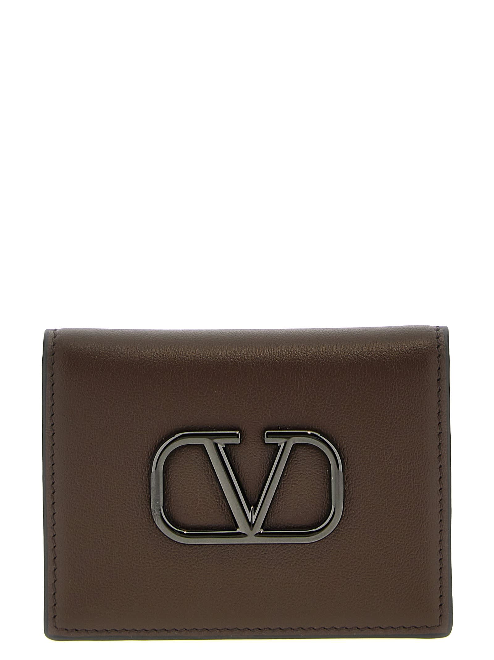 Valentino Garavani neutral VLogo Signature Leather Chain Wallet