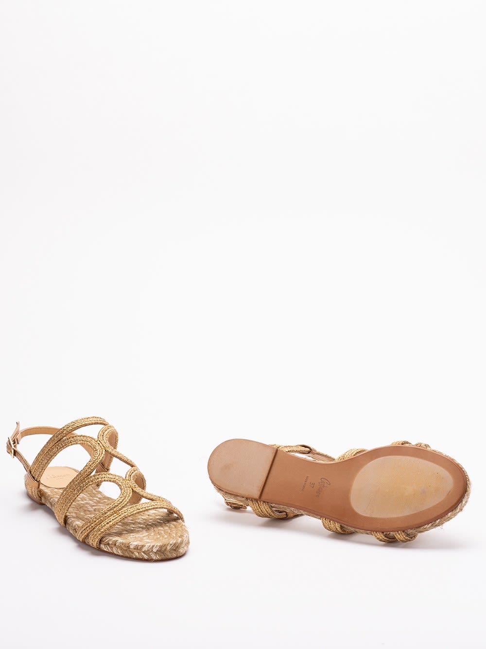 Castaã±er Castaner Pitra 266 Flat Sandals With Handcrafted Weaving In Old Gold