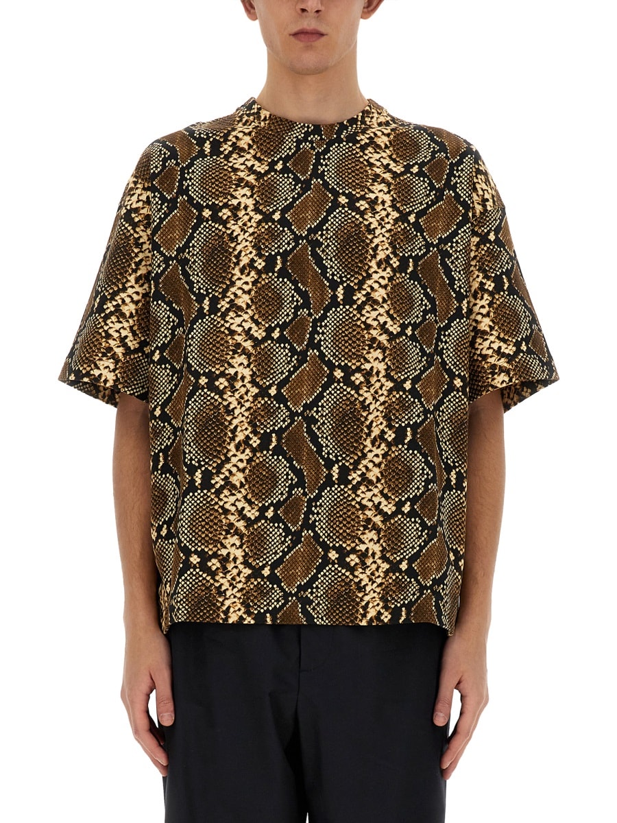 Shop Jil Sander T-shirt With Animal Pattern In Multicolour