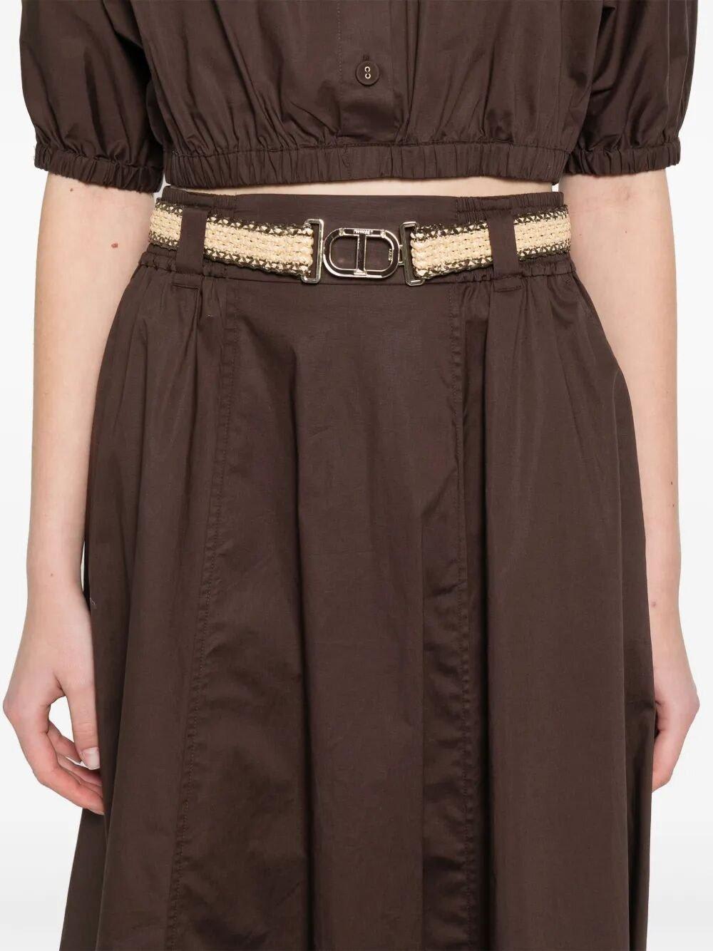 Shop Twinset Belted Midi Skirt