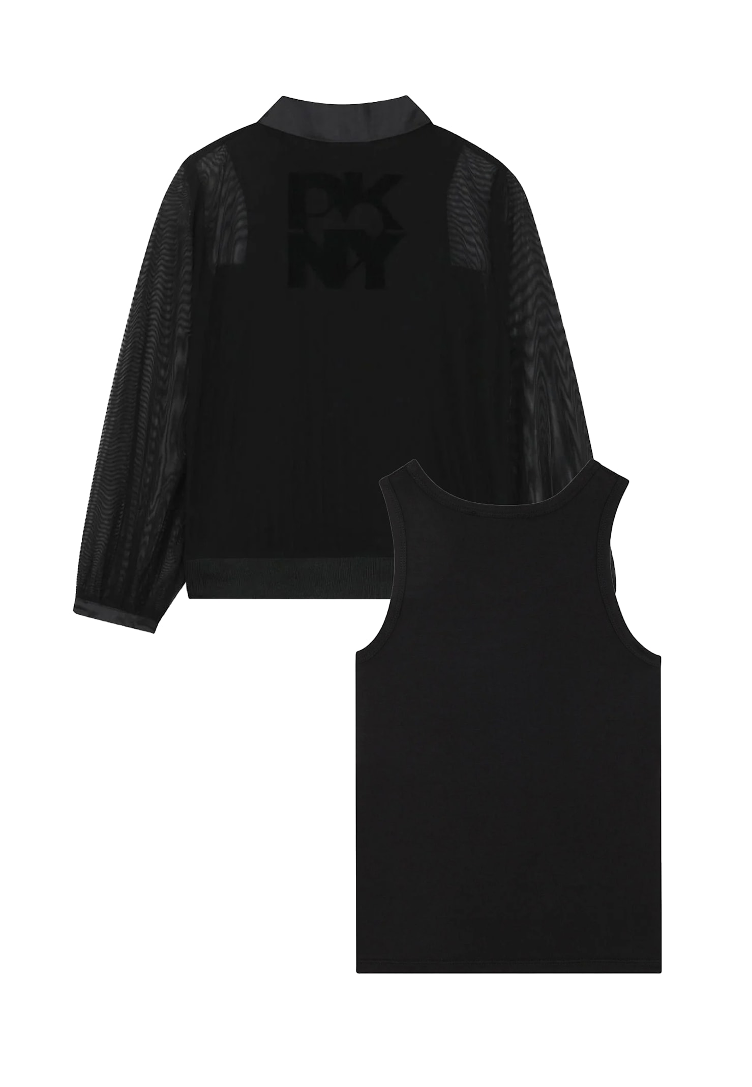 Dkny Black Shirt For Girl With Logo In Animal Print