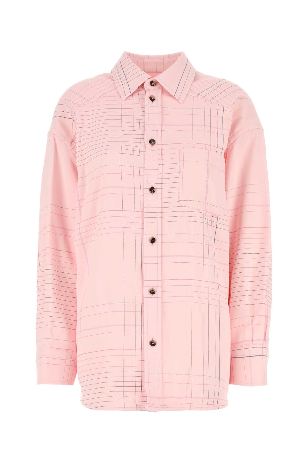 Shop Bottega Veneta Pink Stretch Viscose Blend Shirt In Pinkblue