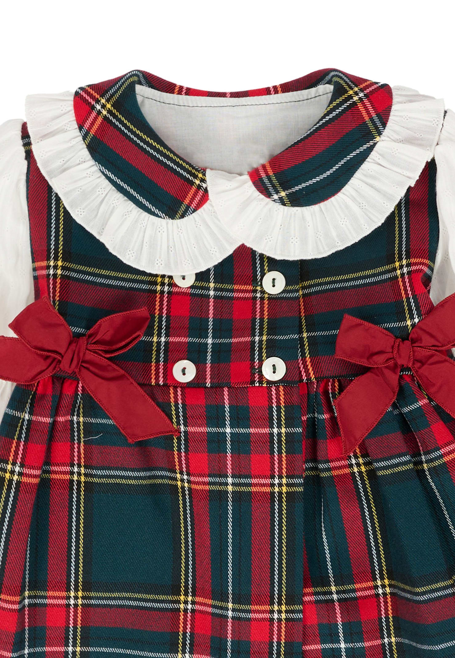 La Stupenderia Multicolor Dress For Baby Girl With Red Bow In Multi