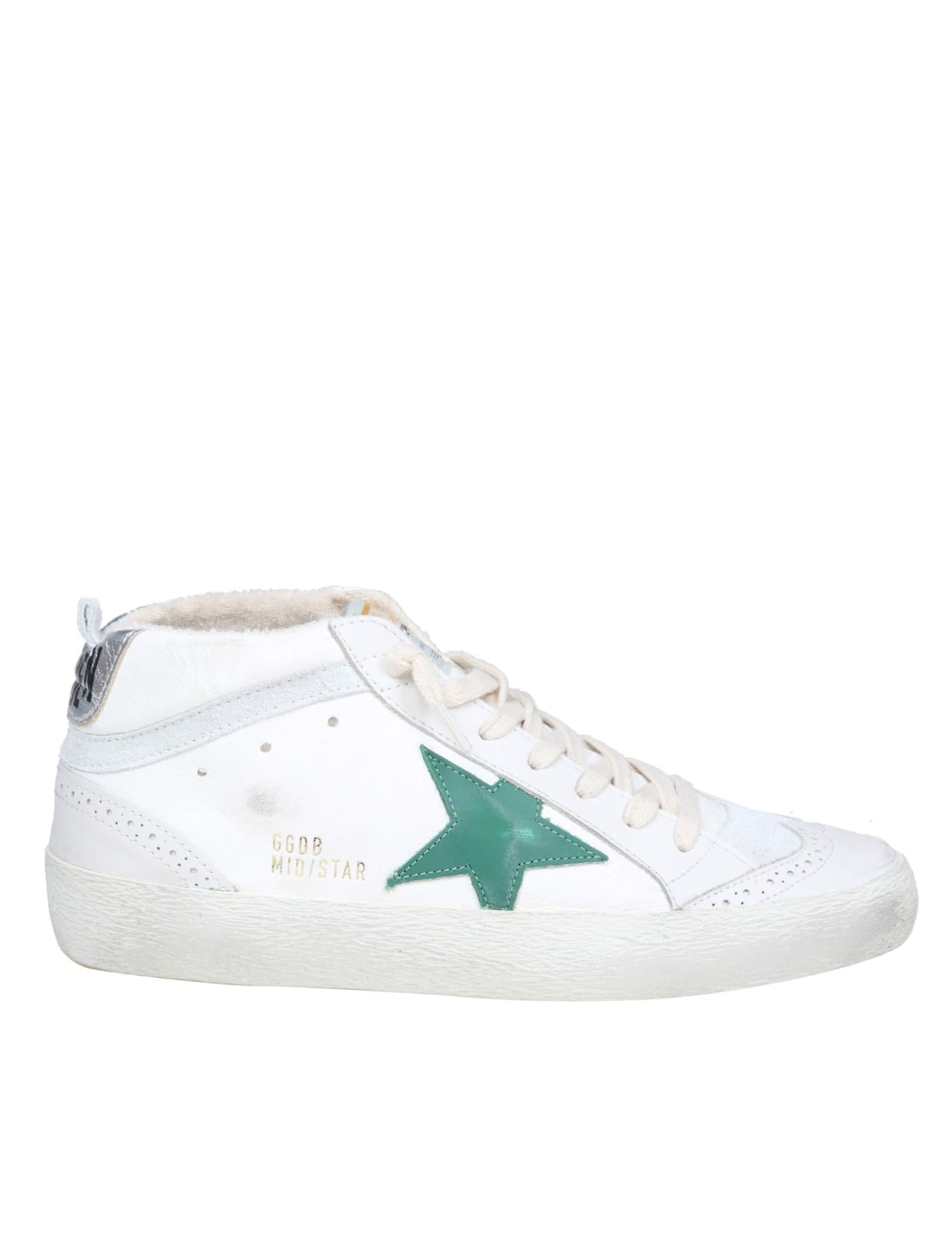 Golden Goose Mid Star Sneakers In White Leather