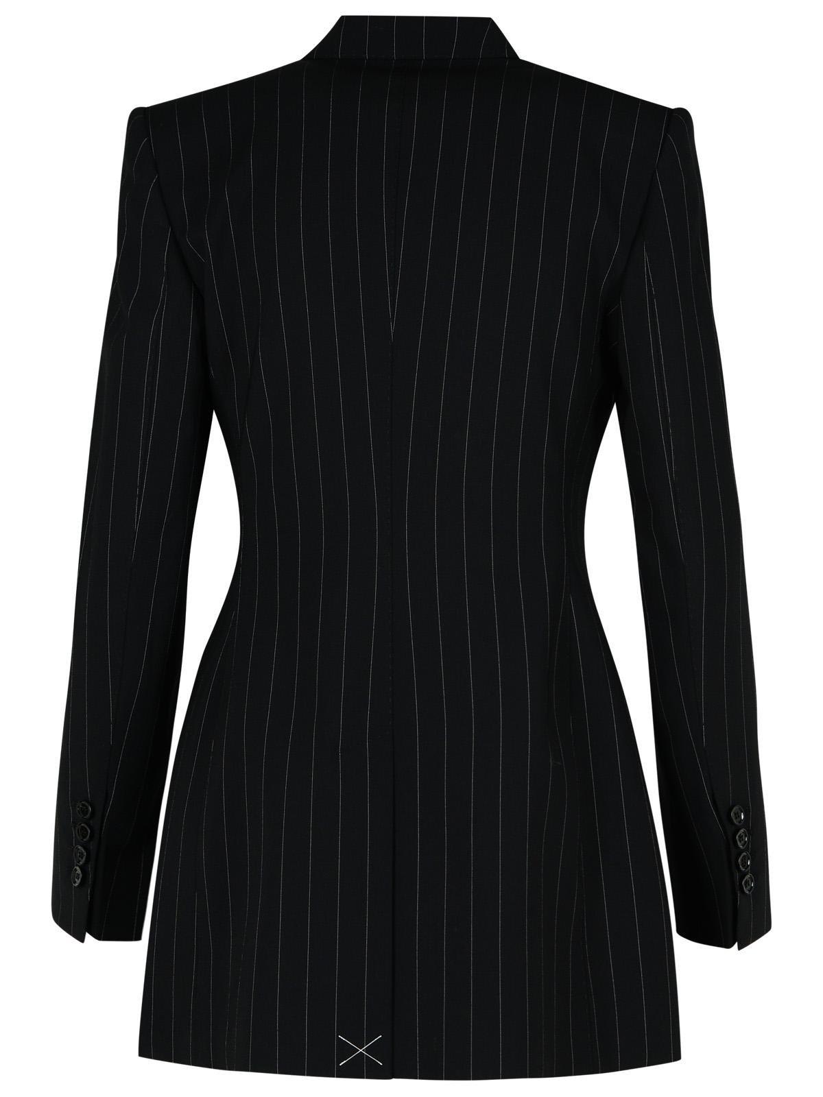 Shop Dolce & Gabbana Double-breasted Pinstriped Blazer In Black