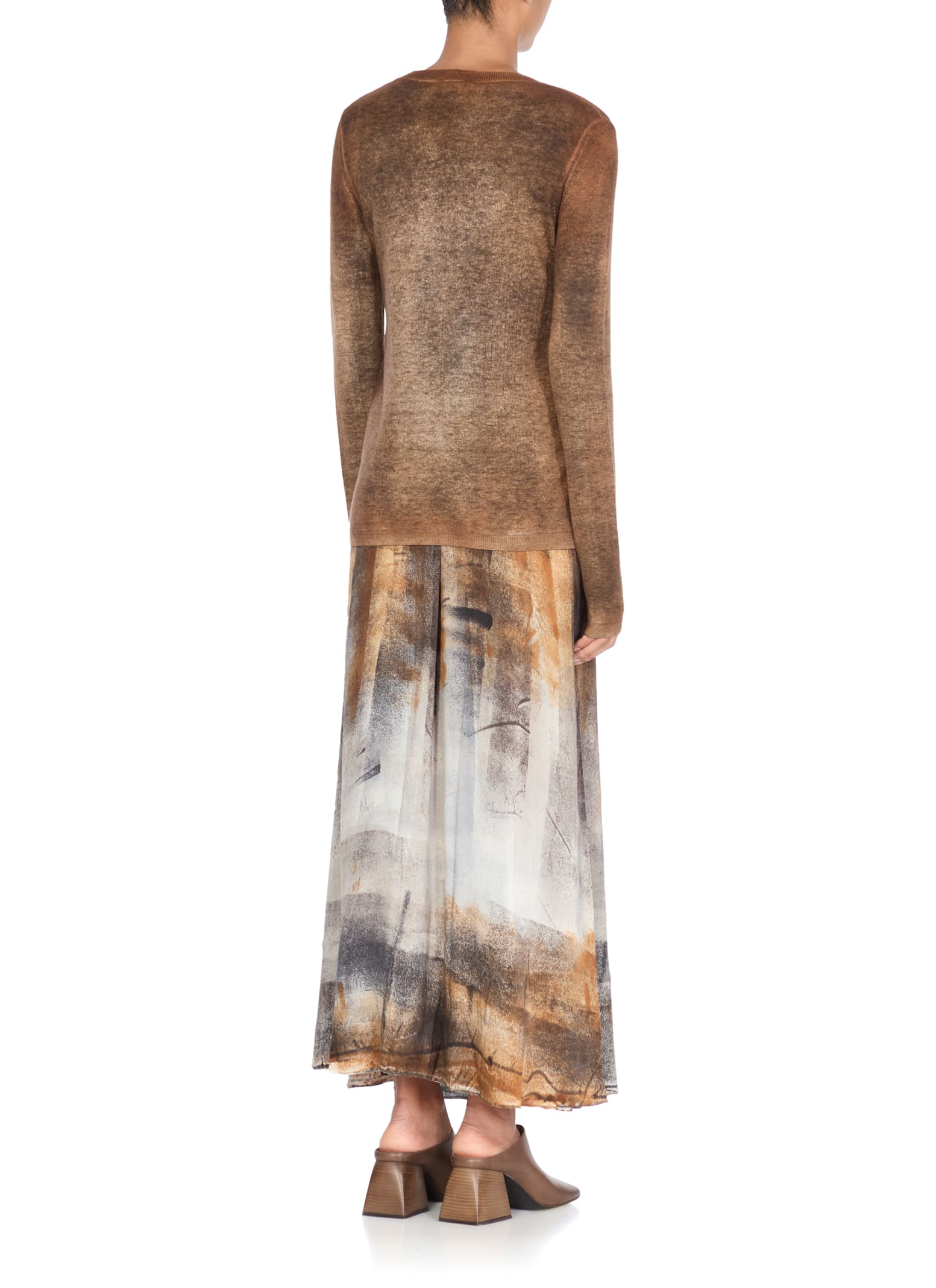 Avant Toi Gradient Textured Cashmere And Wool Sweater In Brown