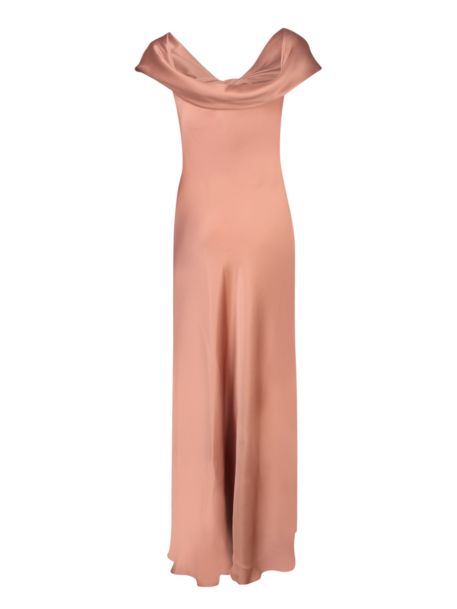 Shop Alberta Ferretti Nude Satin Long Dress In Pink