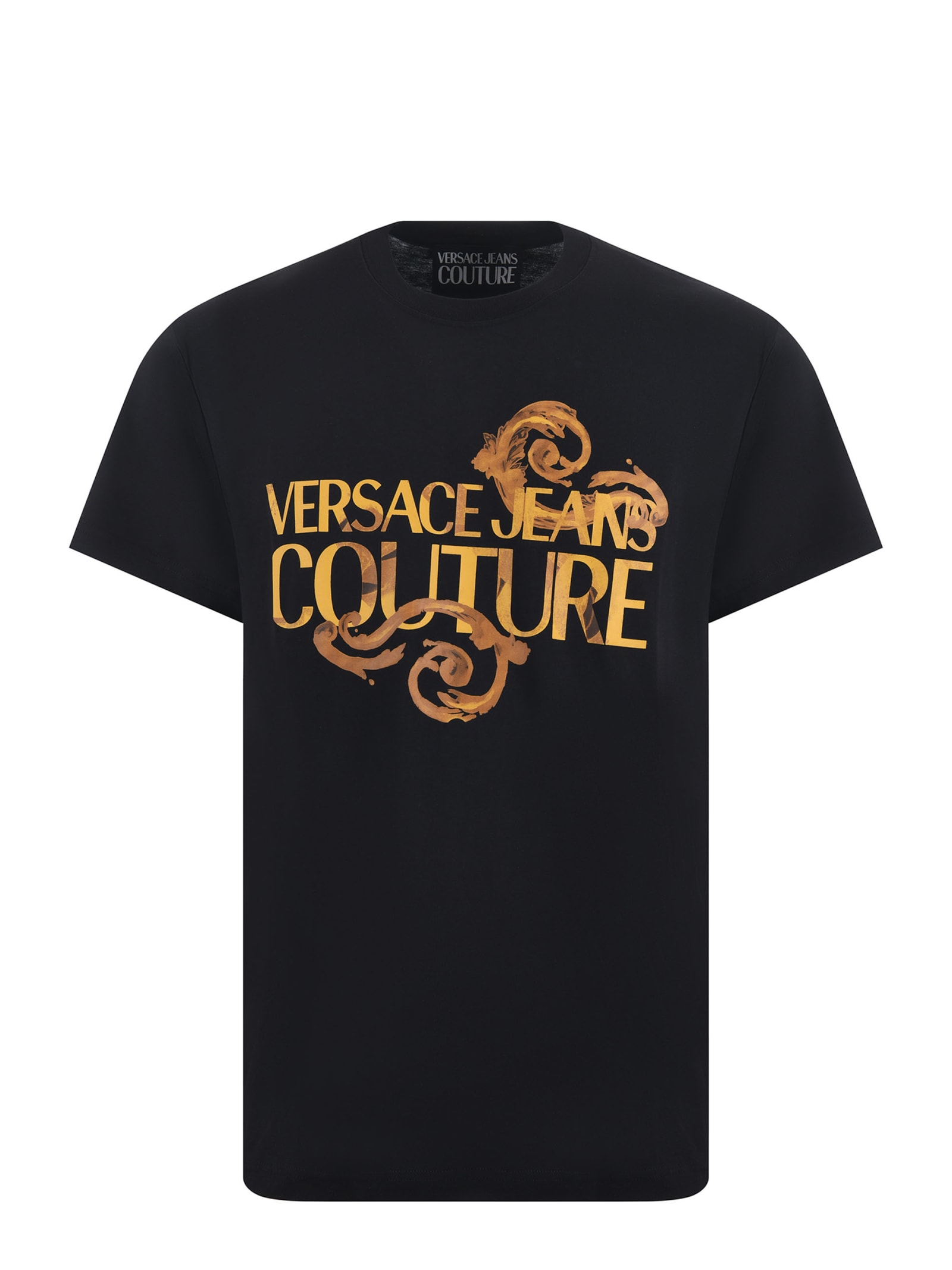 Shop Versace Jeans Couture T-shirt In Nero/oro