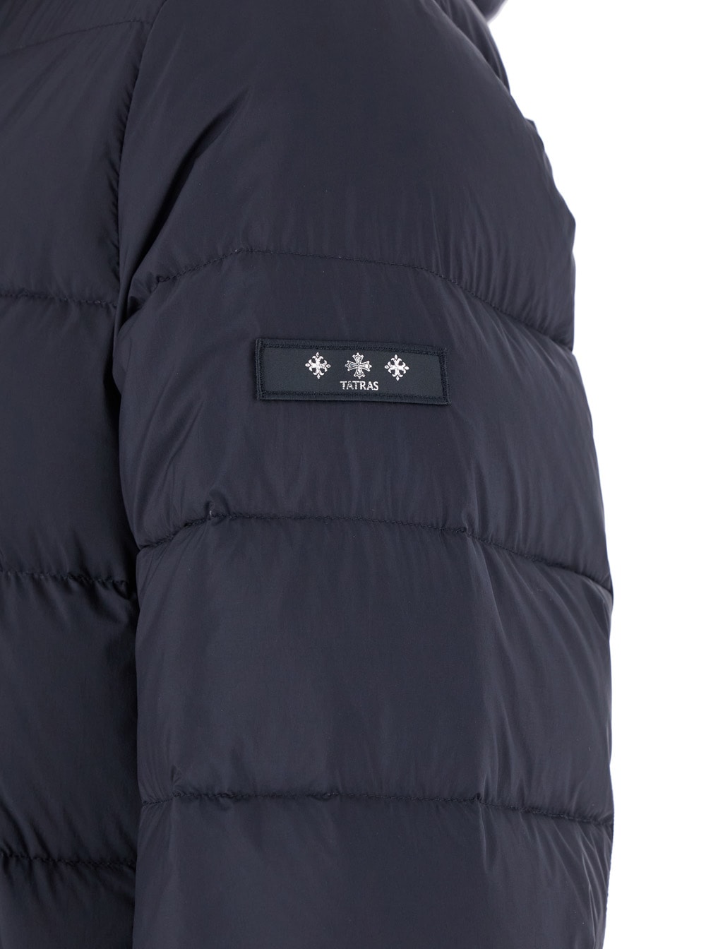 Tatras 'borbore' Blue Down Jacket With Hood And Logo Patch In Blu