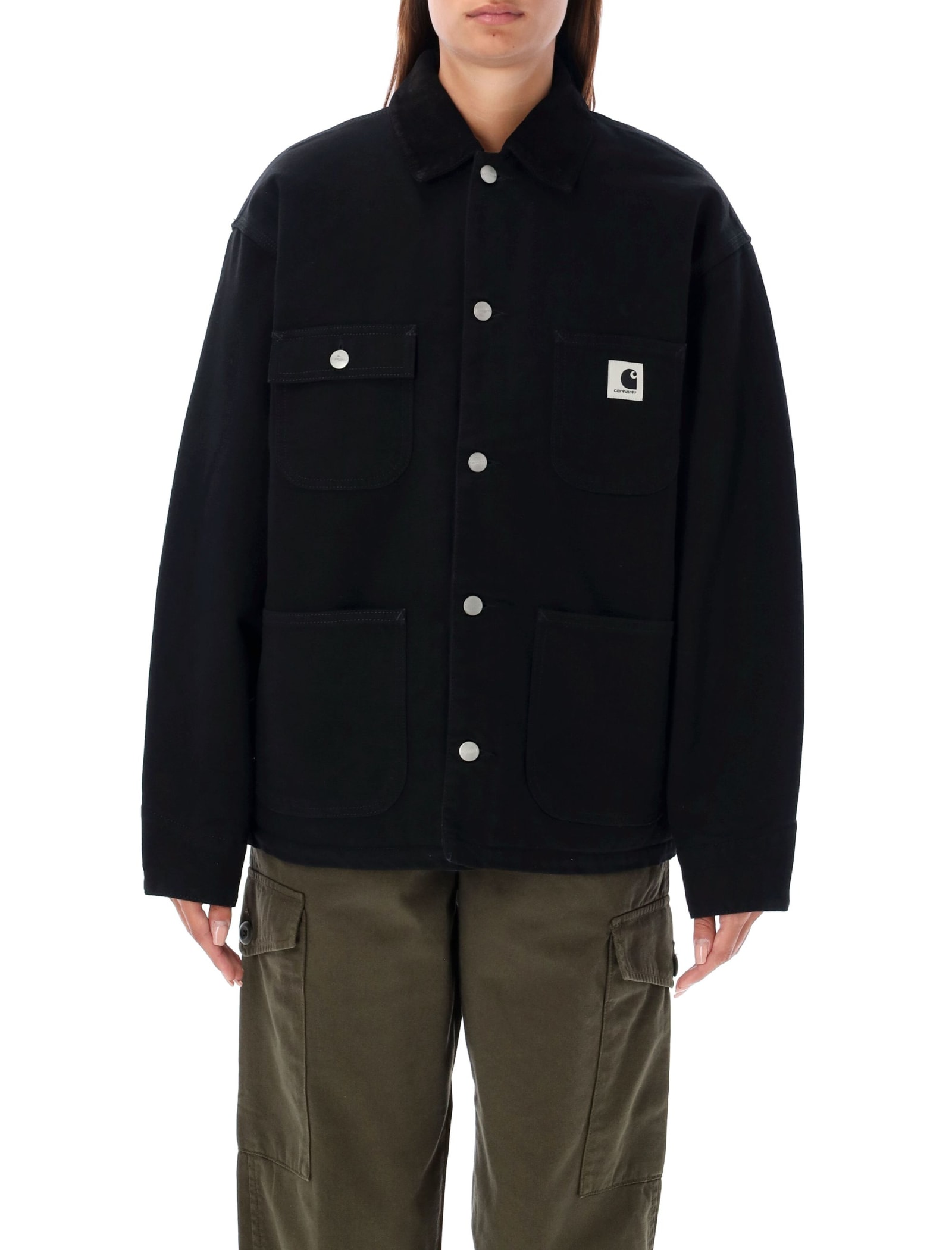 Shop Carhartt Og Michigan Coat In Black Rinsed