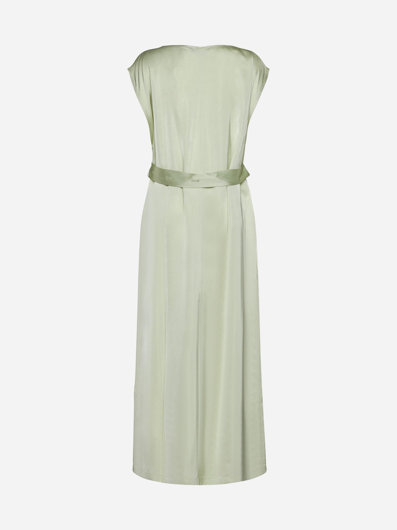 Shop Fabiana Filippi Sleeveless Belted Dress In Light/pastel Green