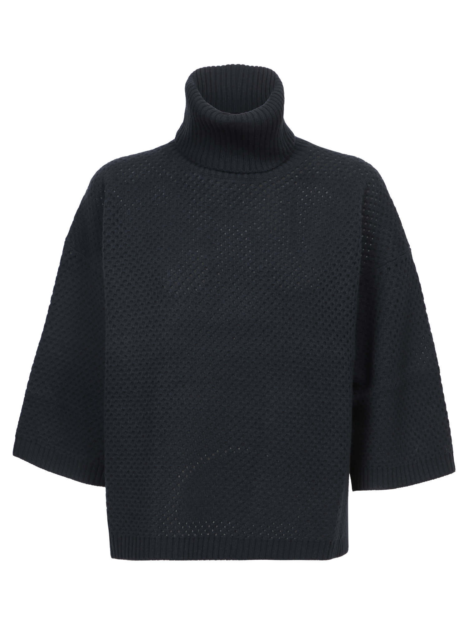 Turtleneck Perforated Knit Pullover