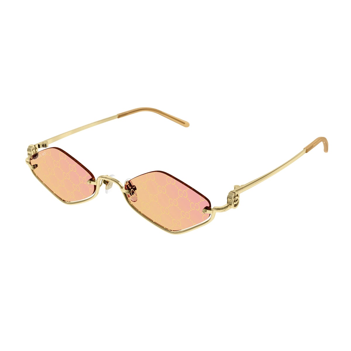 Shop Gucci Gg1604s Linea Gg Logo 004 Gold Yellow Sunglasses In Oro