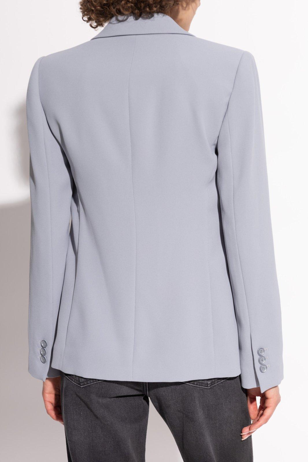 Shop Emporio Armani Blazer With Closed Lapels In Moon Grey