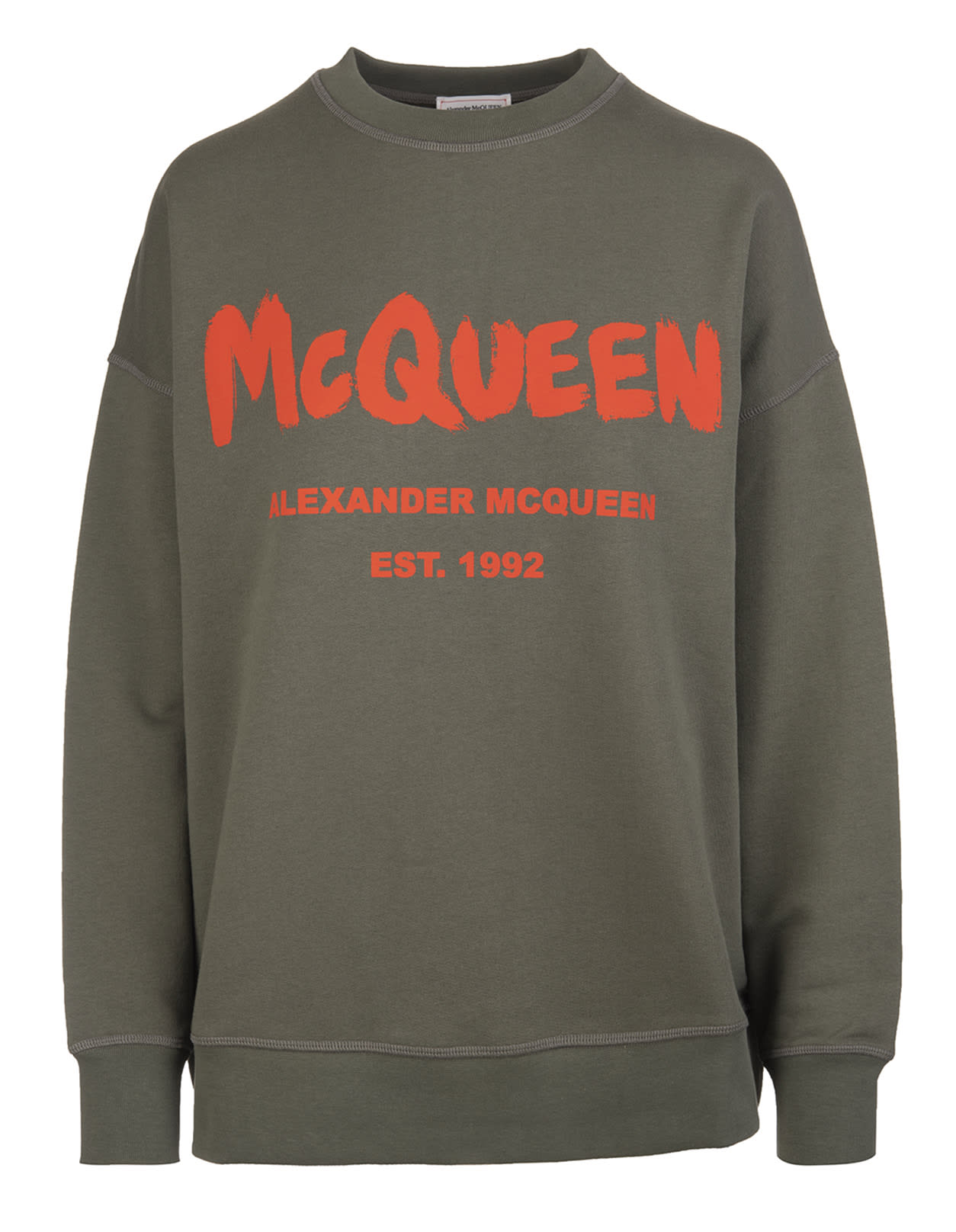 Alexander McQueen Woman Khaki Mcqueen Graffiti Sweatshirt