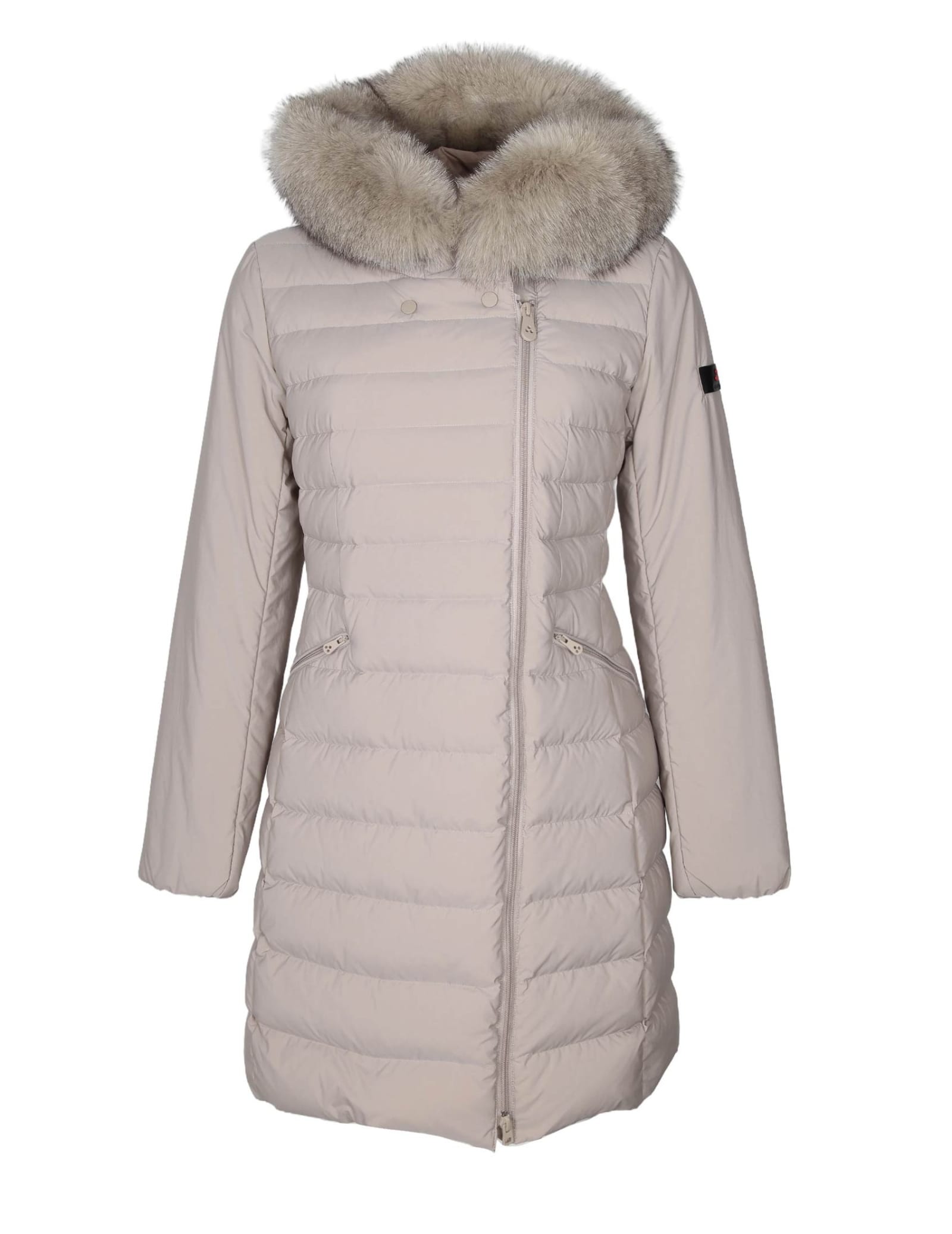 Shop Peuterey Slim Seriola Down Jacket ml 04 Fur In Nylon Beige Color