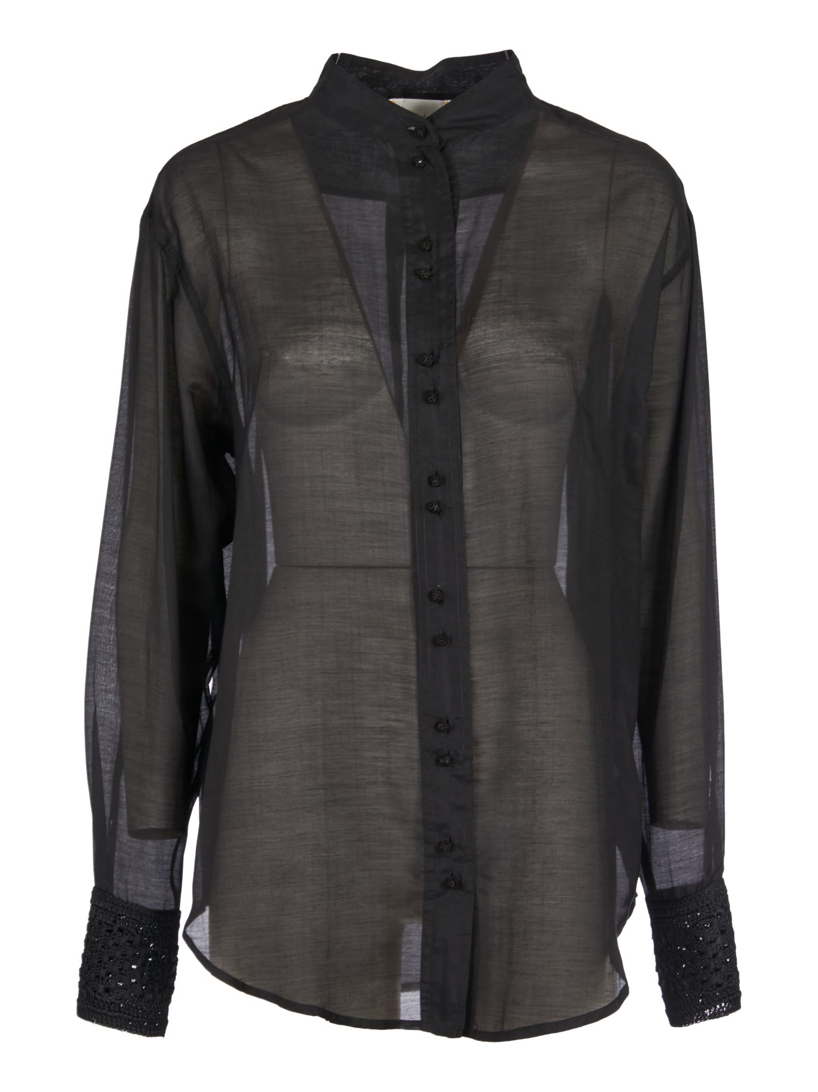 Shop Forte Forte See-through Long-sleeved Shirt In Black