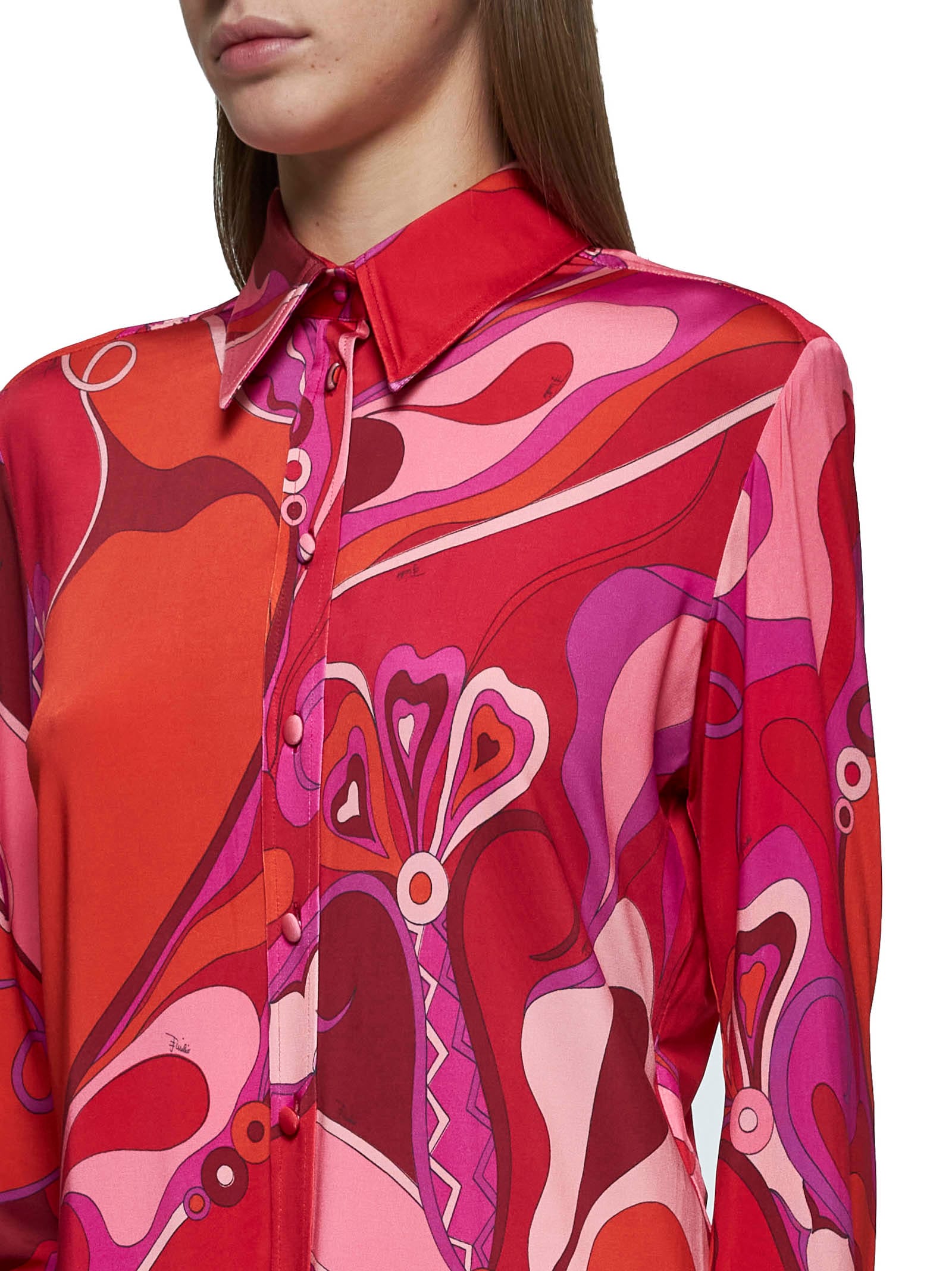 Shop Pucci Shirt In Rosso/fuxia