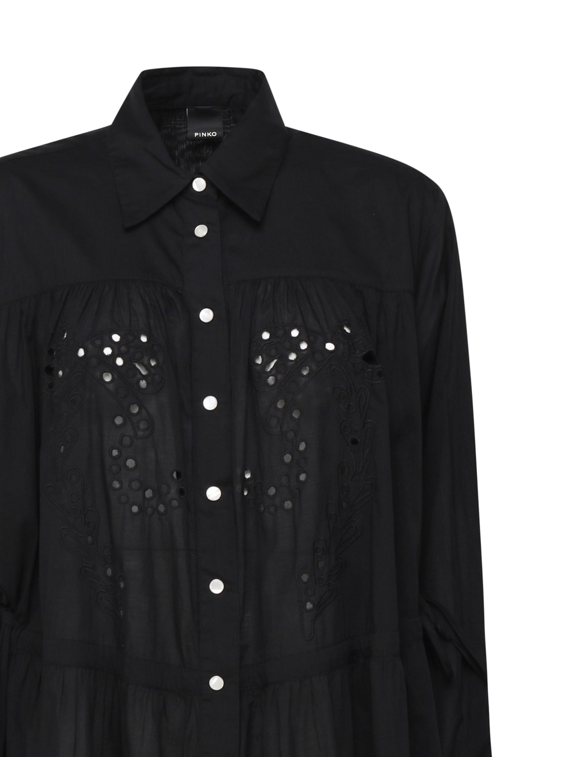 Pinko Cotton Muslin Shirt Dress In Black