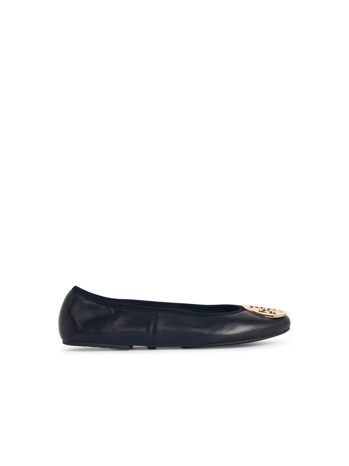 minnie Black Leather Ballet Flats