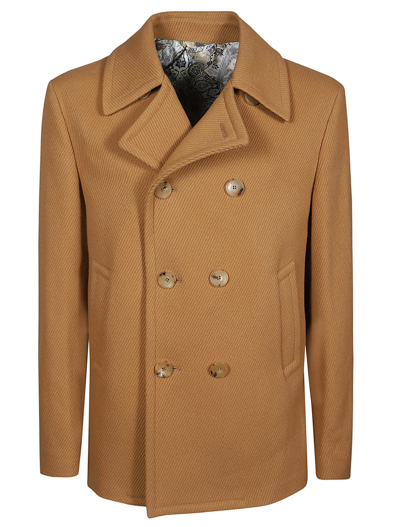 Shop Etro Pea Coat In Nocciola Chiaro