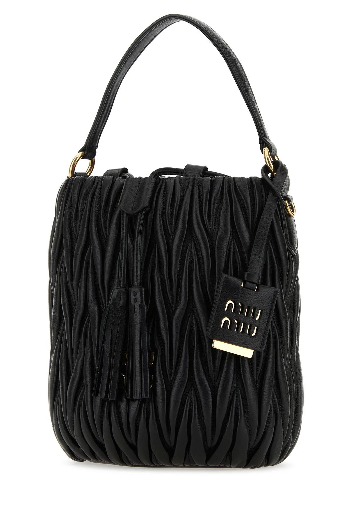 Shop Miu Miu Black Nappa Leather Handbag