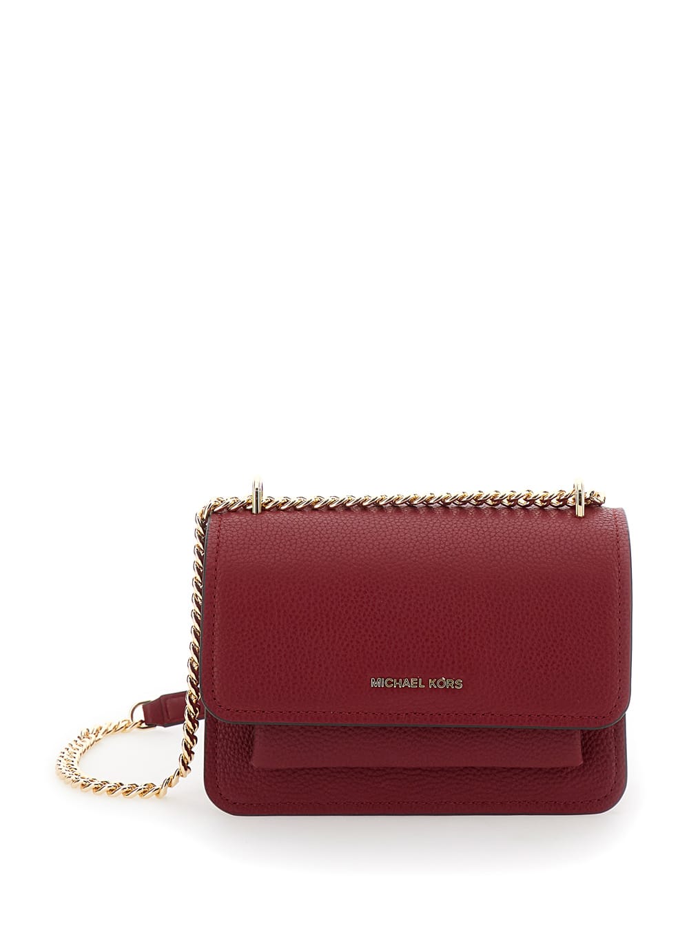 Shop Michael Michael Kors Red Crossbody Bag With Logo Lettering On The Front In Leather Woman