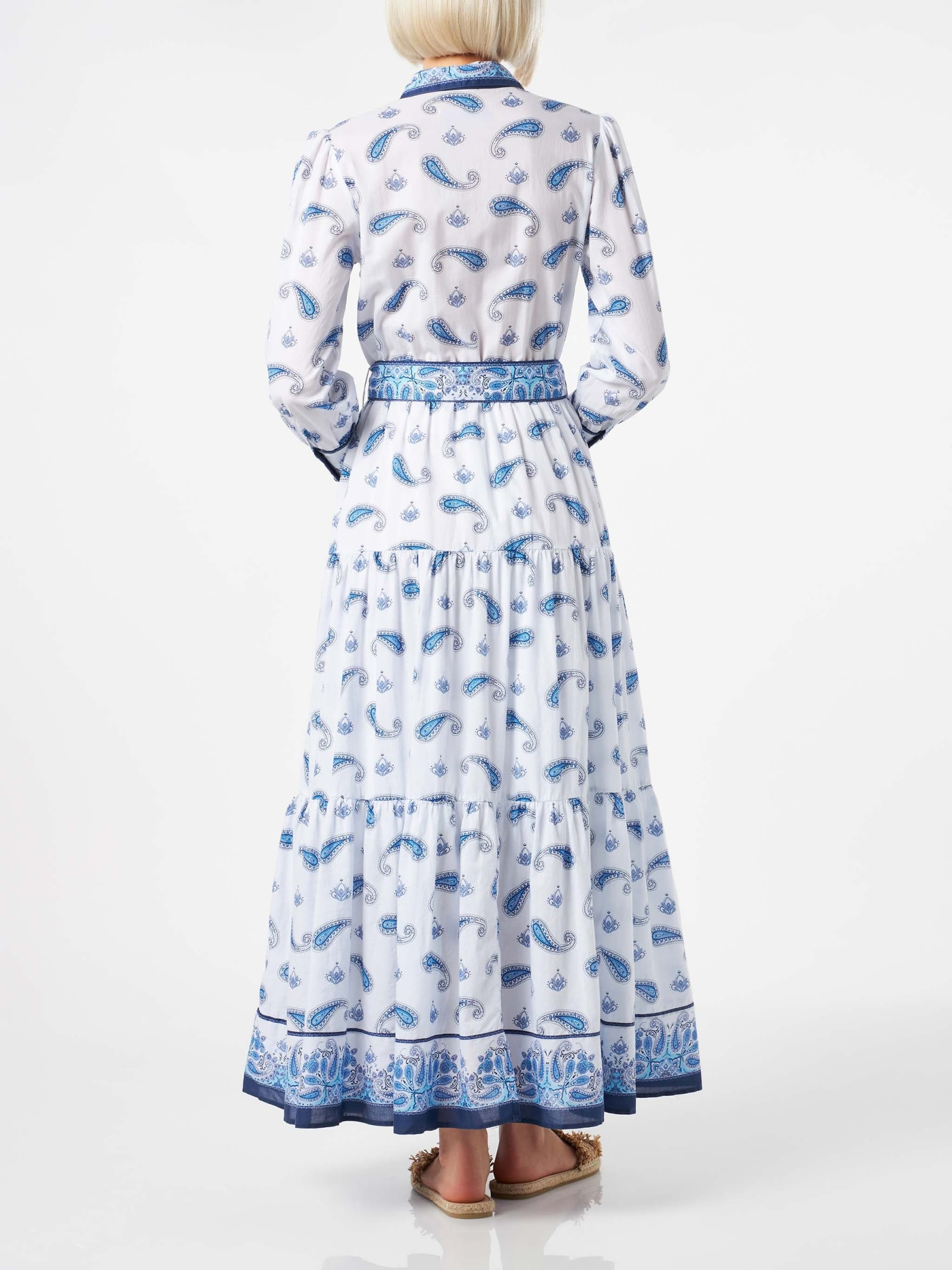 Mc2 Saint Barth Woman Long Dress With Paisley Print In White