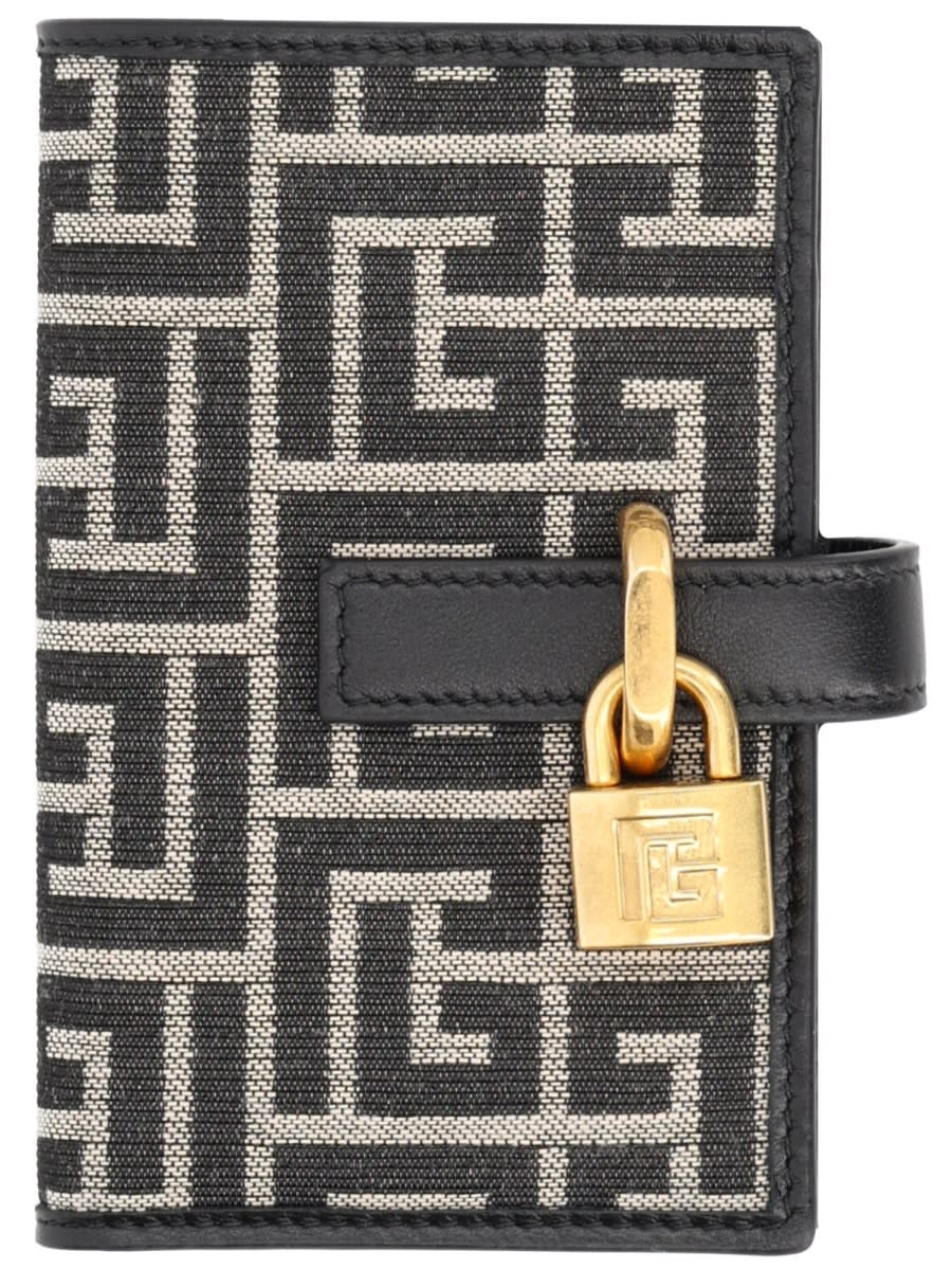 Balmain Monogram Card Holder With Padlock In Multi