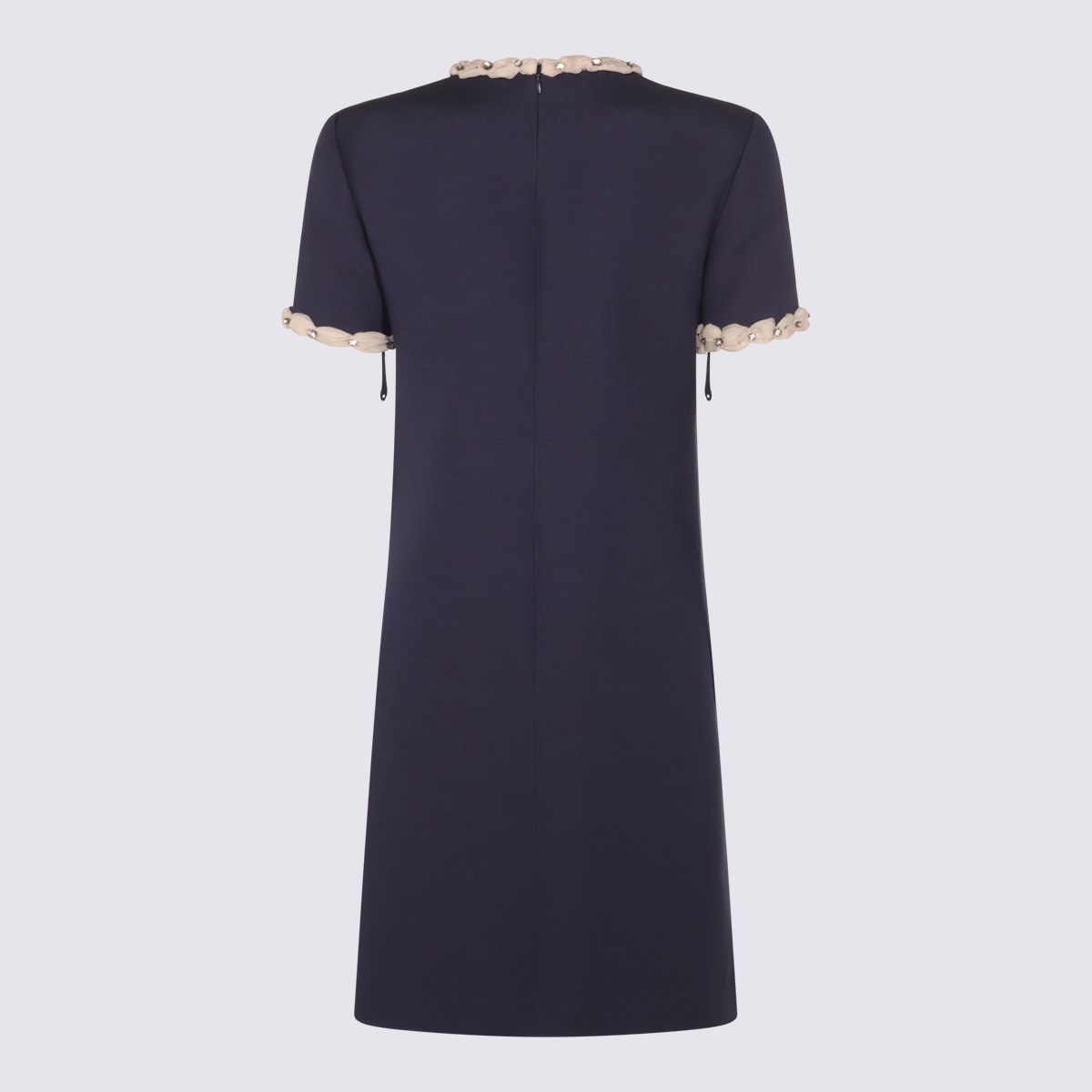 Valentino Navy Blue Crepe Couture Mini Dress In Blue