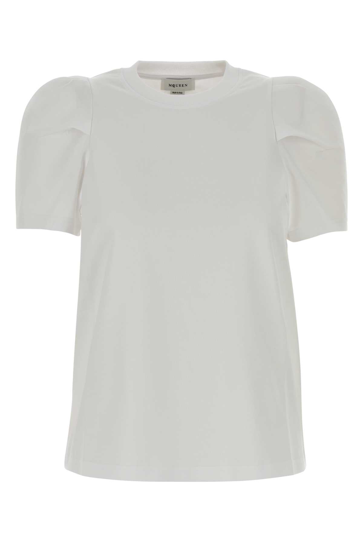 Alexander Mcqueen Cotton T-shirt With Crew Neck And Puff Sleeves In White