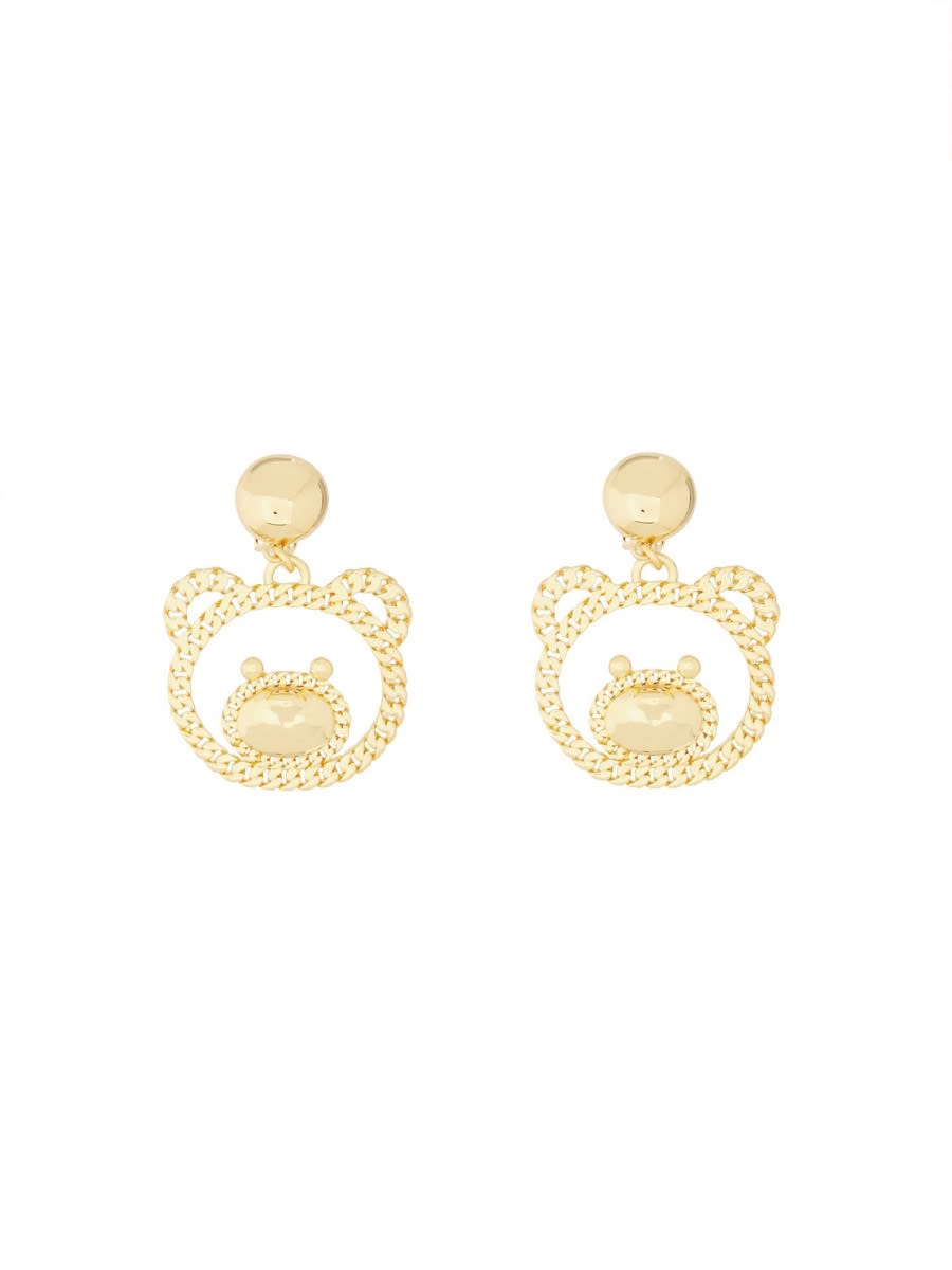 Shop Moschino Teddy Chain Earrings In Gold