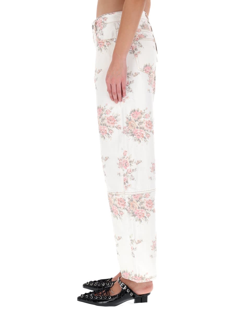 Ganni Flower Jeans In White