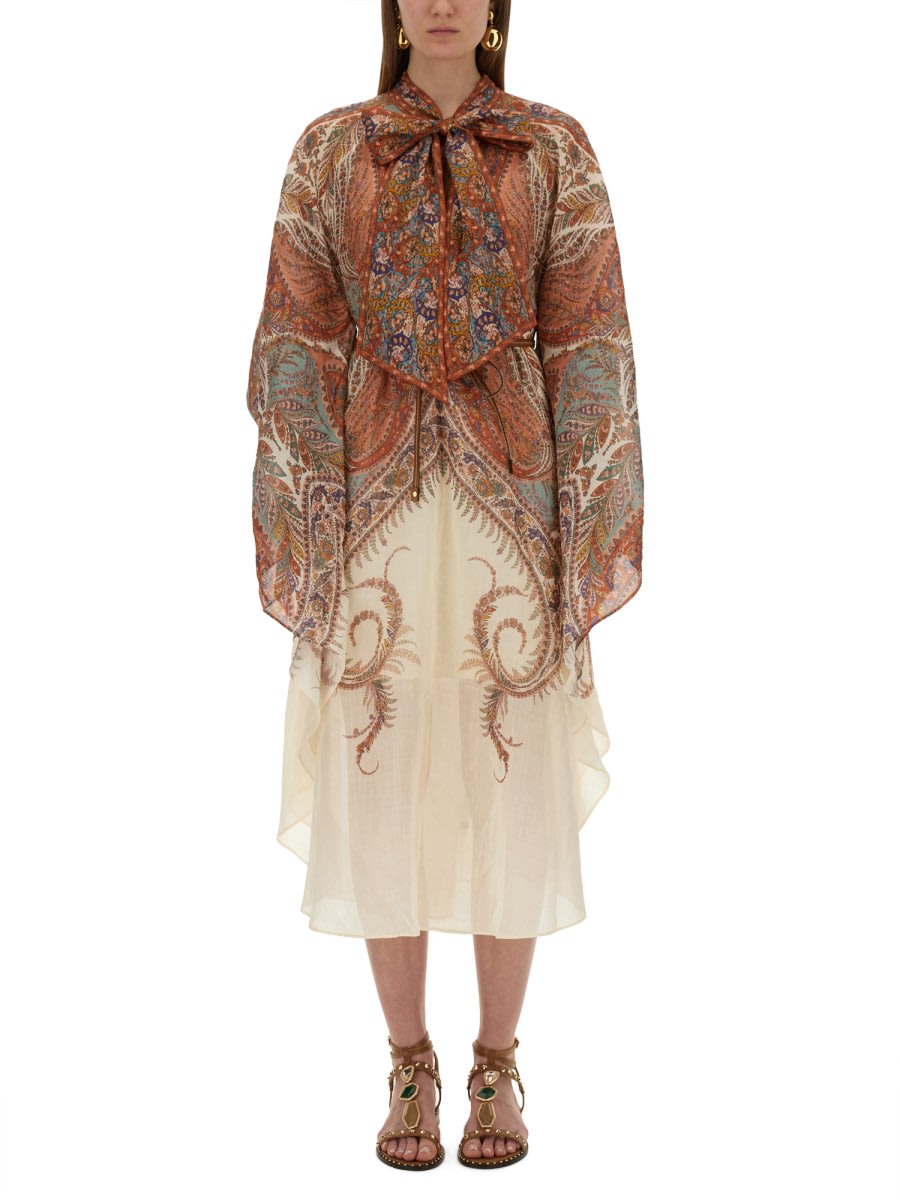 Zimmermann Layered Multicolour Dress With Paisley Patterns In White