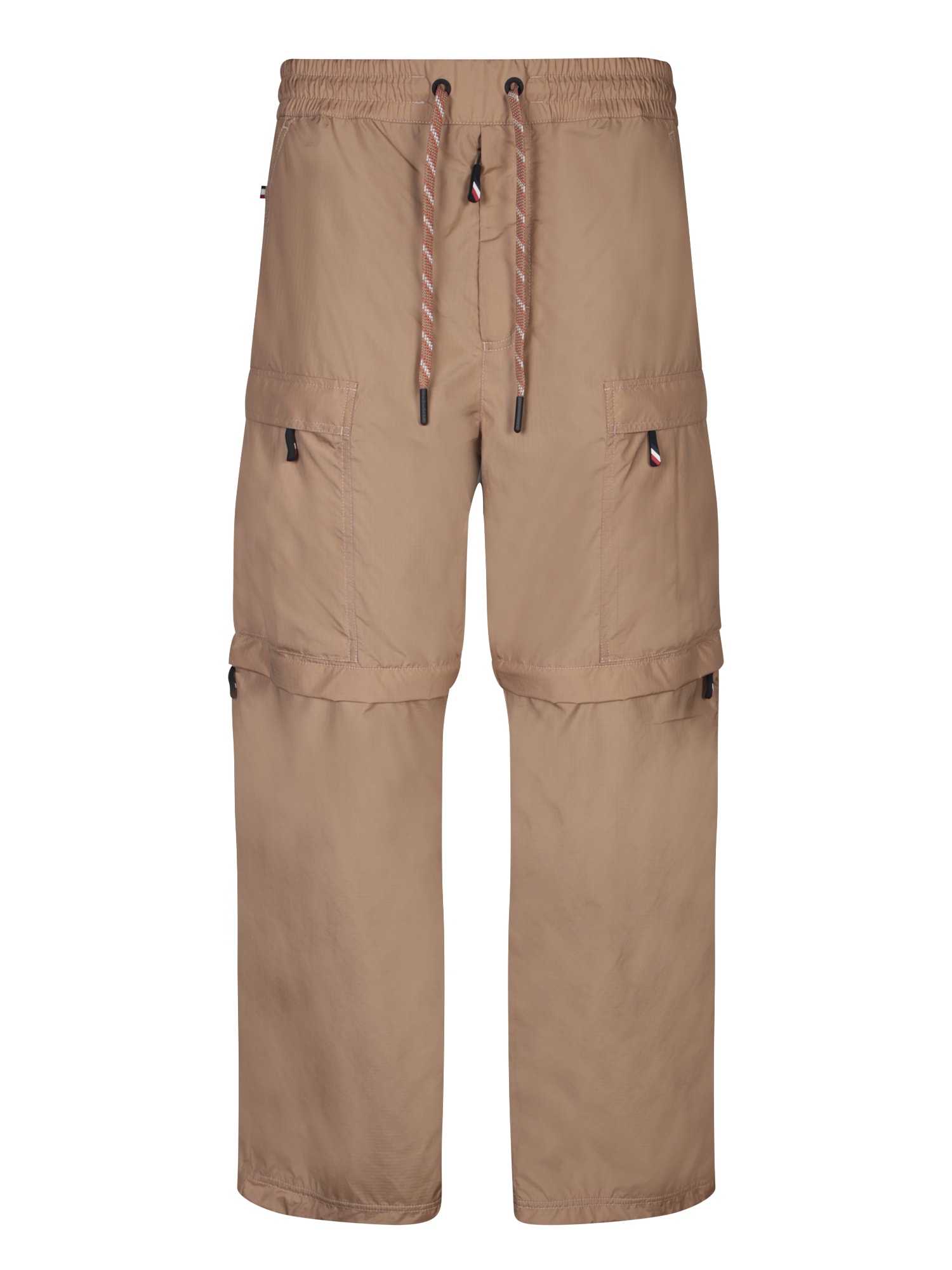 Shop Moncler Nylon Beige Trousers