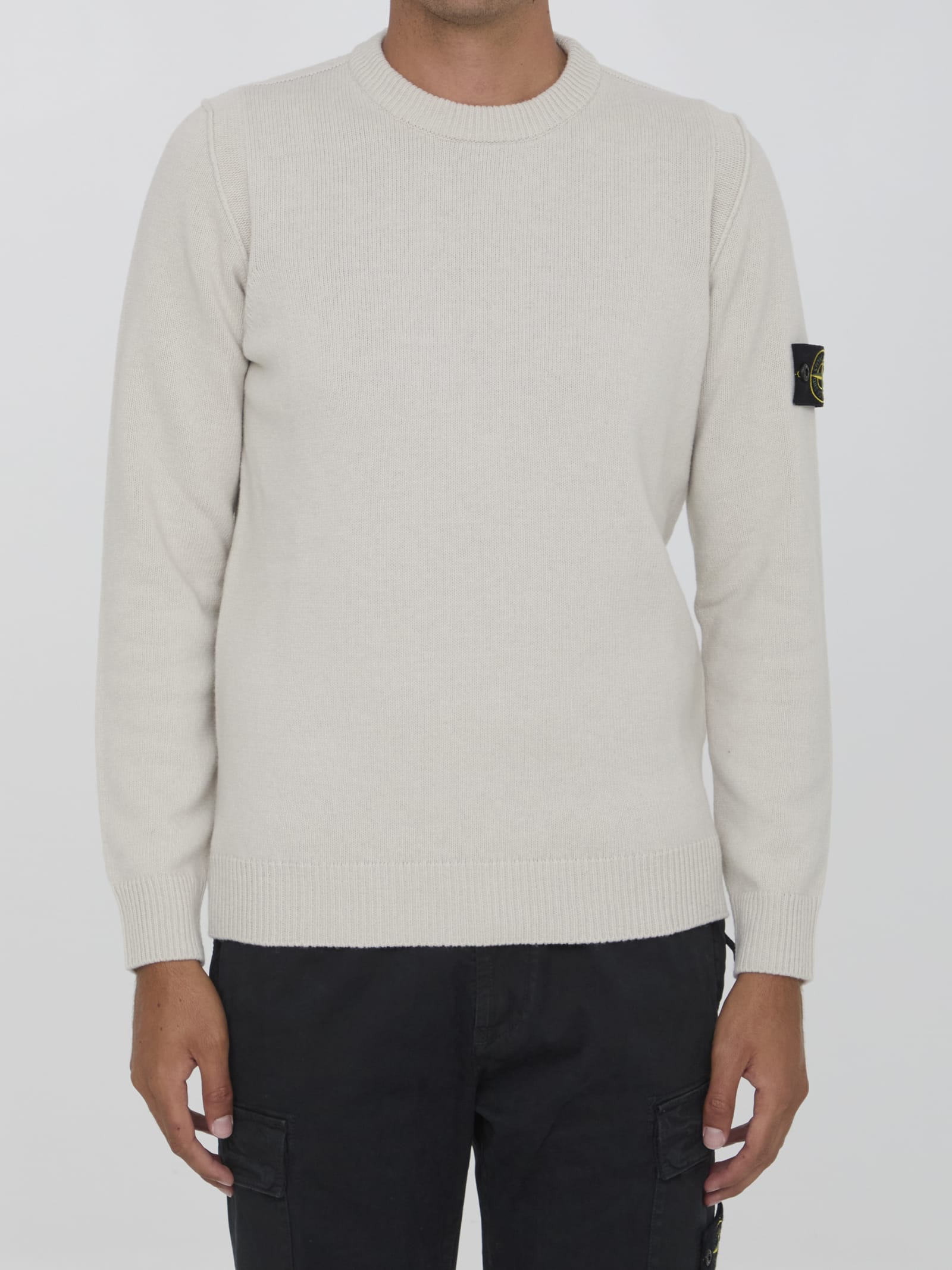 Shop Stone Island Sweater In Wool In Plaster