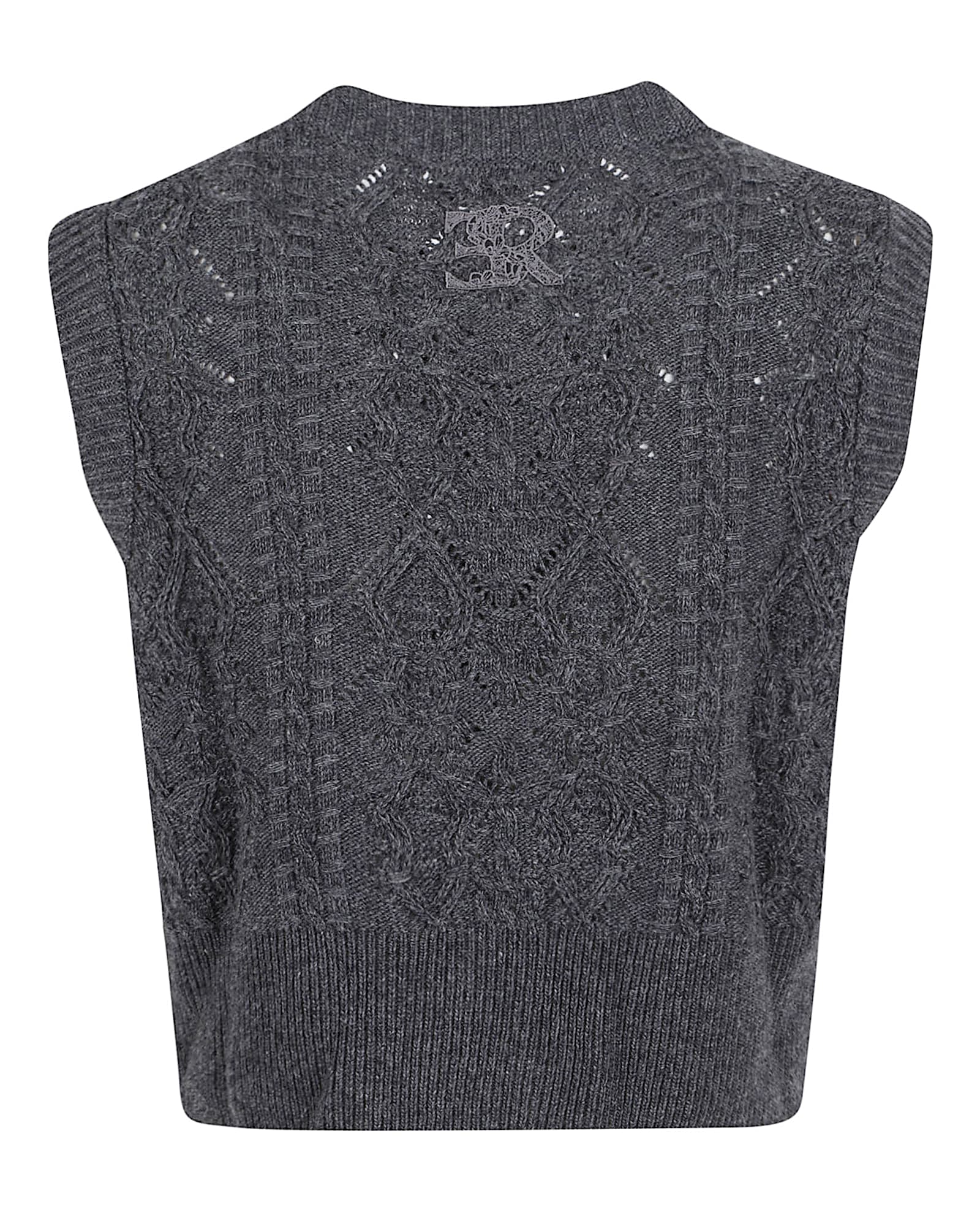 Ermanno Scervino Textured Knit Sleeveless Waistcoat Embroidery In Gray