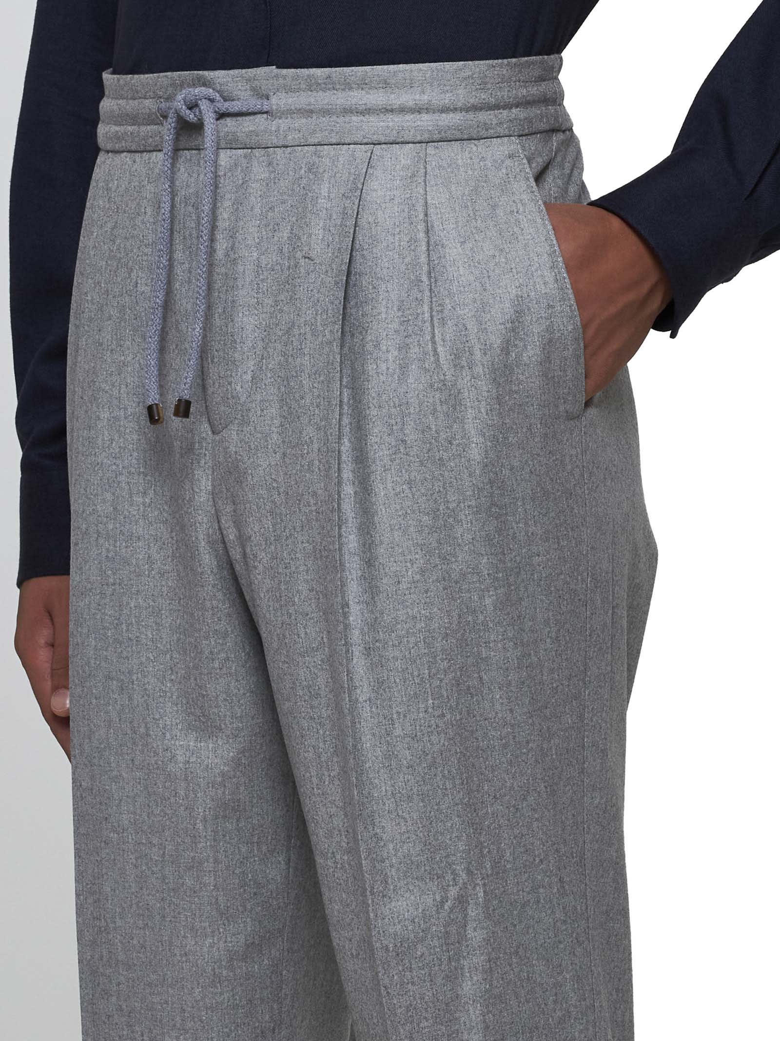 Brunello Cucinelli Pleated Drawstring Trousers In Grey